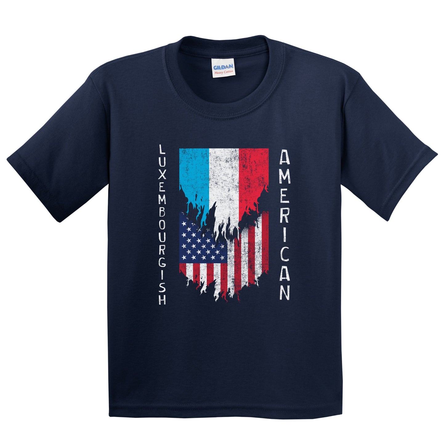 Luxembourgish American Flags Ripped Torn Luxembourg Youth T-Shirt