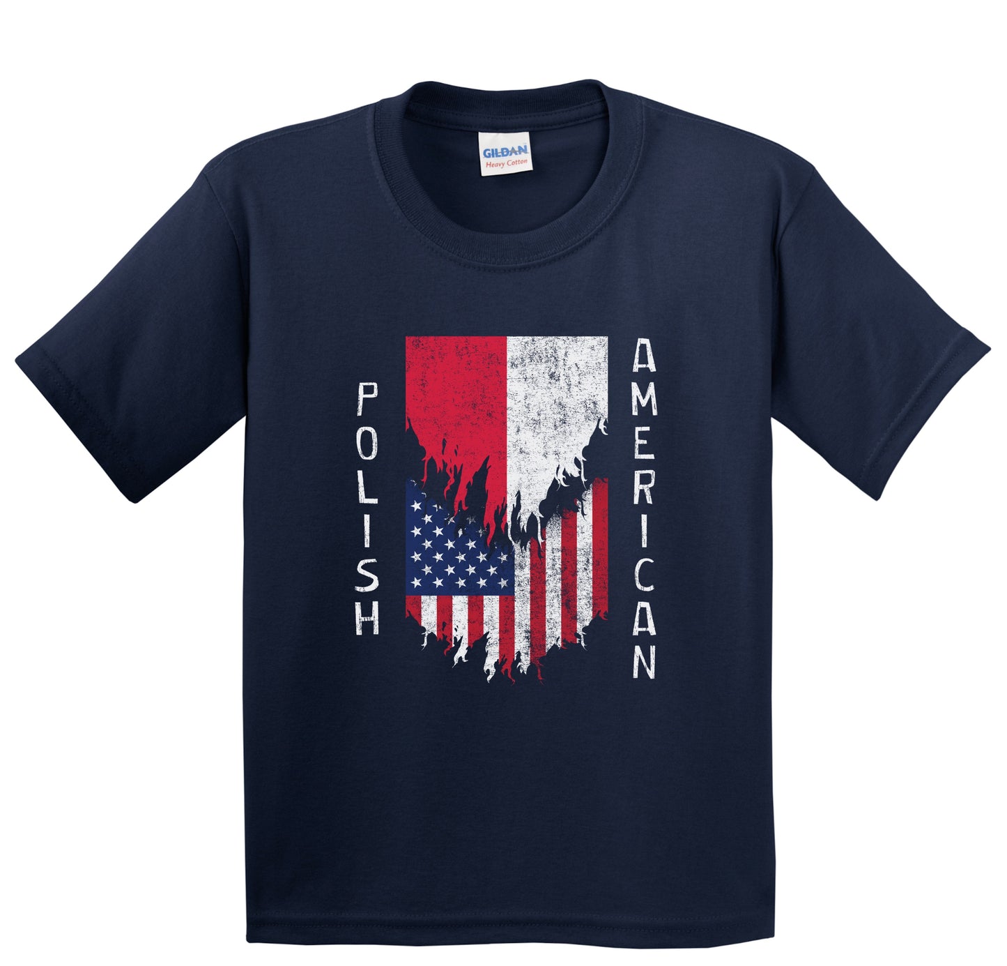 Polish American Flags Ripped Torn Poland Youth T-Shirt