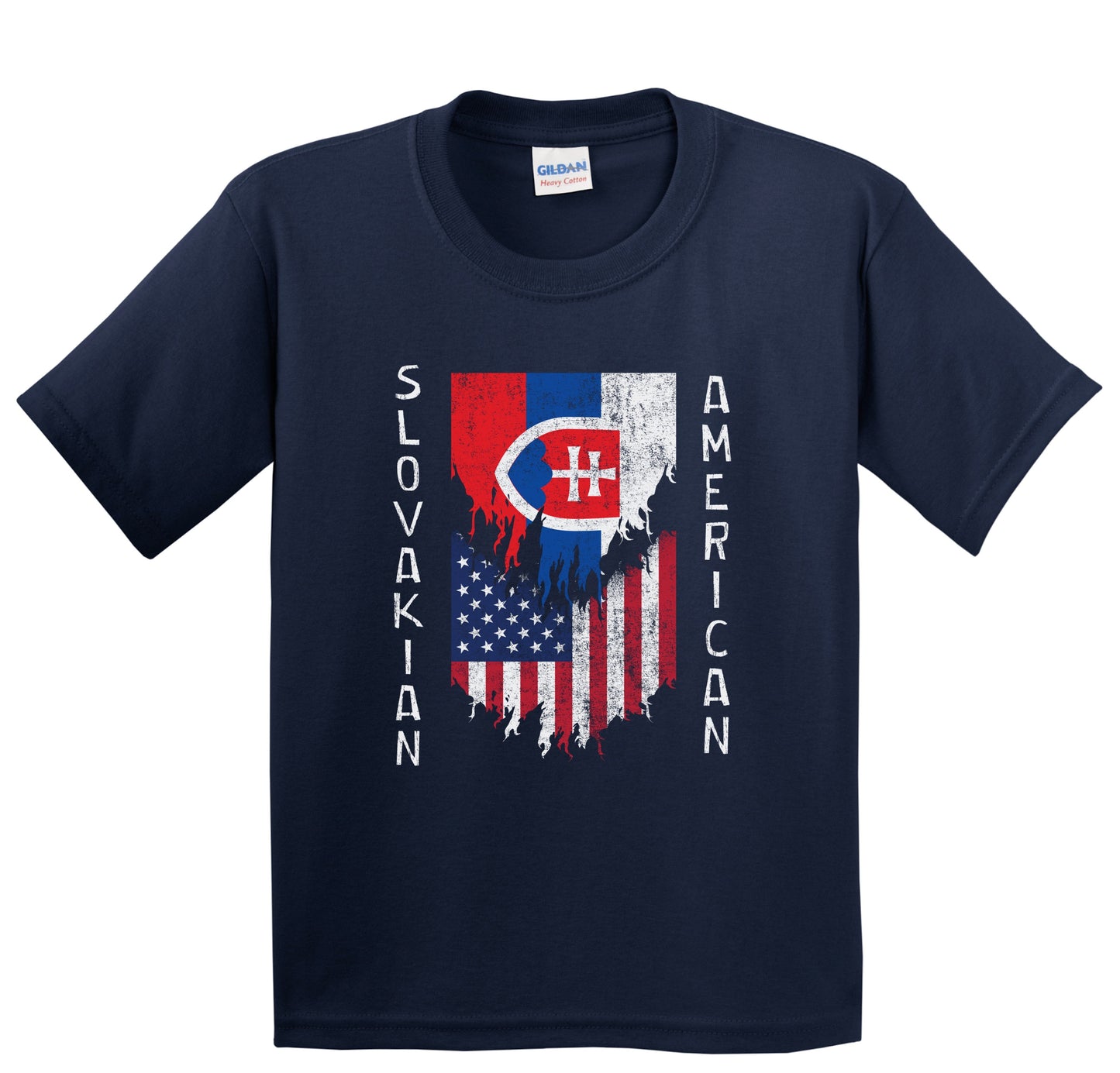 Slovakian American Flags Ripped Torn Slovakia Youth T-Shirt