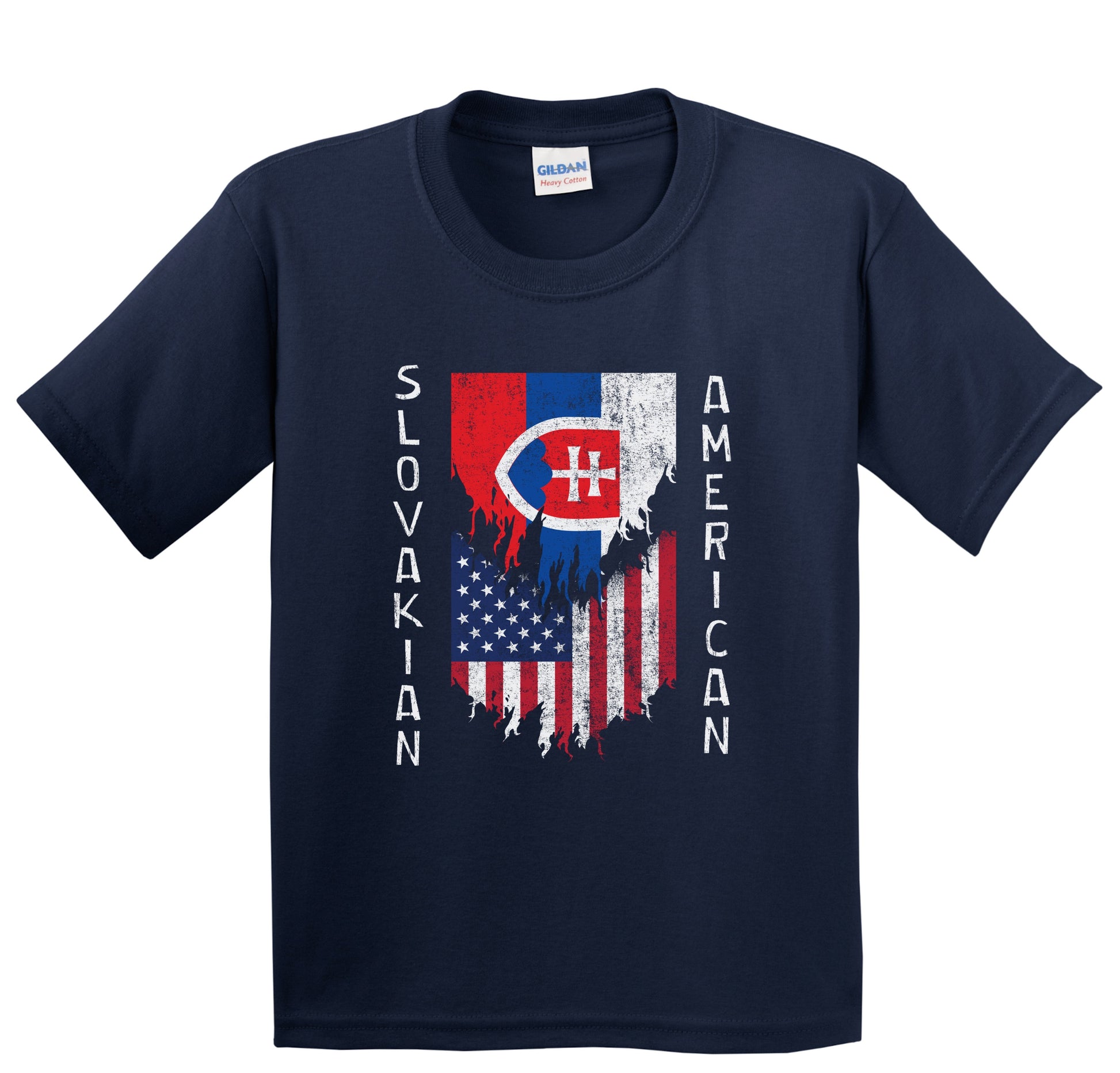 Slovakian American Flags Ripped Torn Slovakia Youth T-Shirt