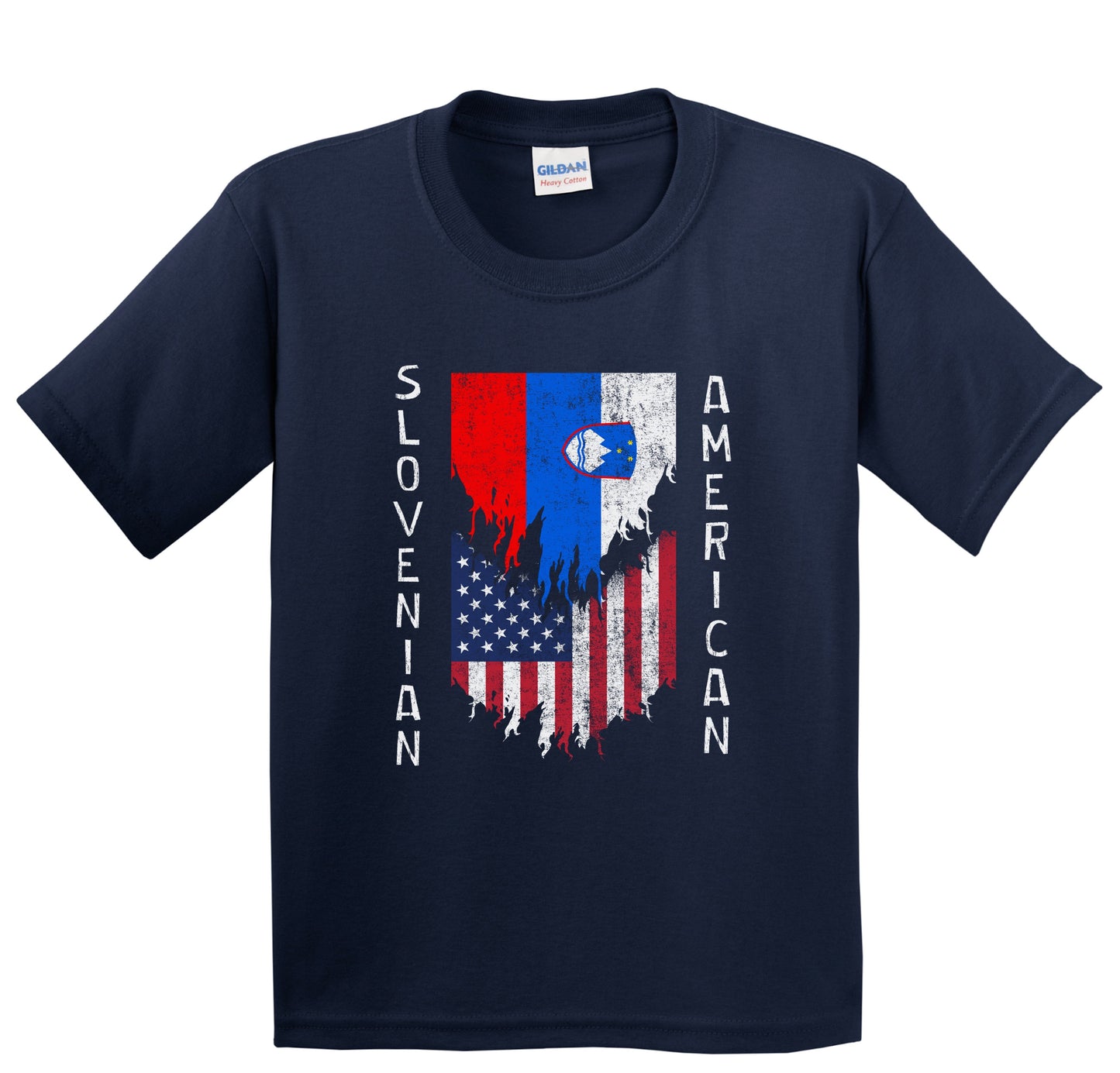 Slovenian American Flags Ripped Torn Slovenia Youth T-Shirt