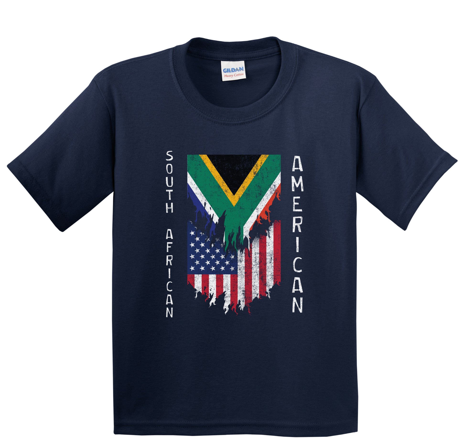 South African American Flags Ripped Torn South Africa Youth T-Shirt