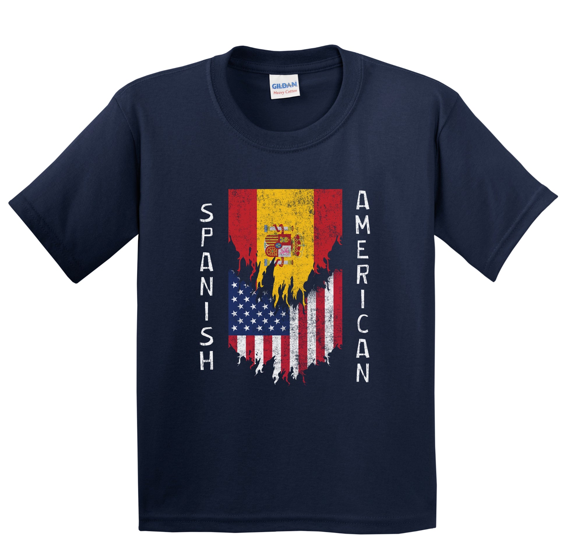 Spanish American Flags Ripped Torn Spain Youth T-Shirt