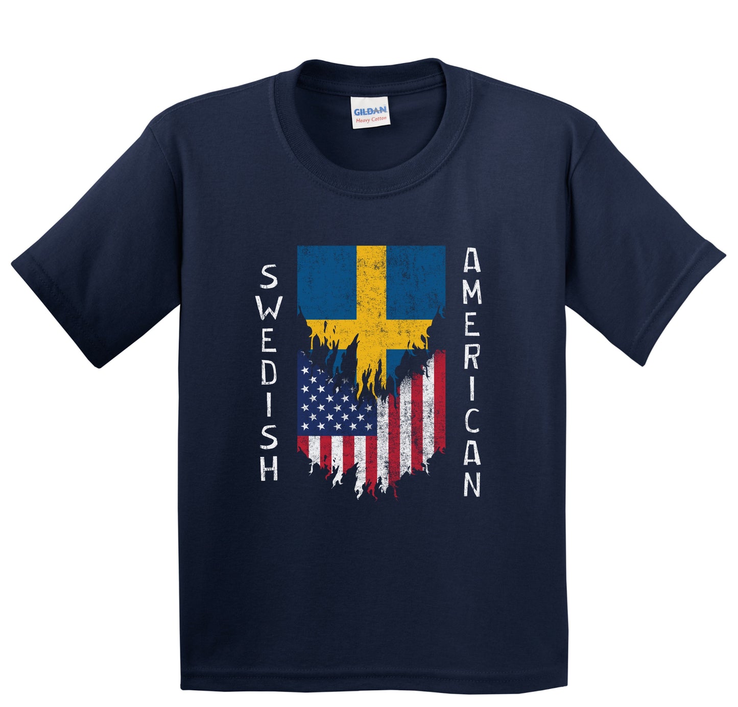 Swedish American Flags Ripped Torn Sweden Youth T-Shirt