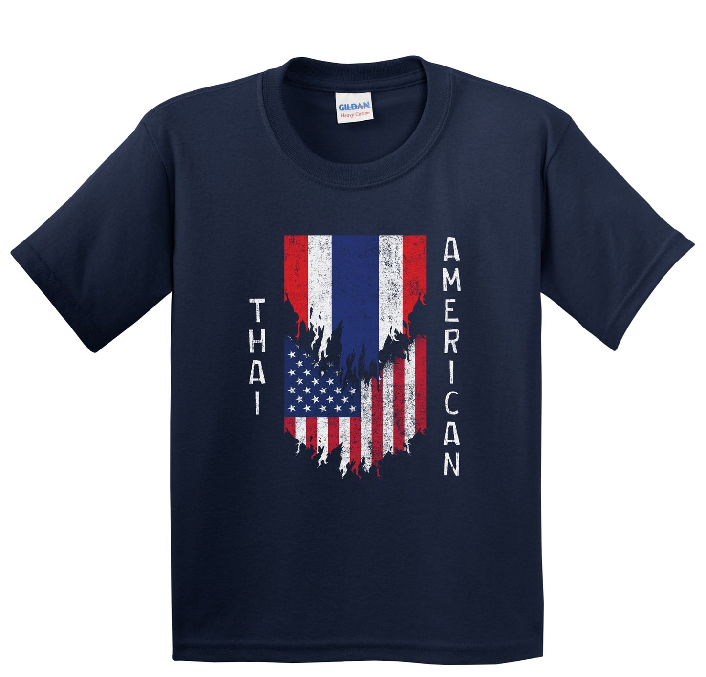 Thai American Flags Ripped Torn Thailand Youth T-Shirt