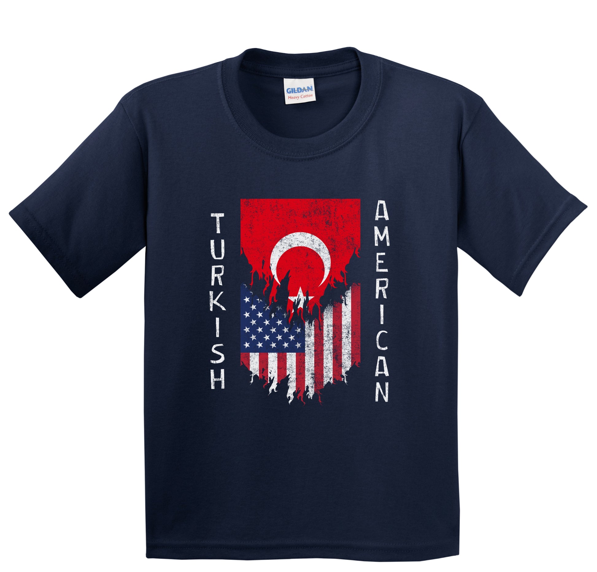 Turkish American Flags Ripped Torn Turkey Youth T-Shirt