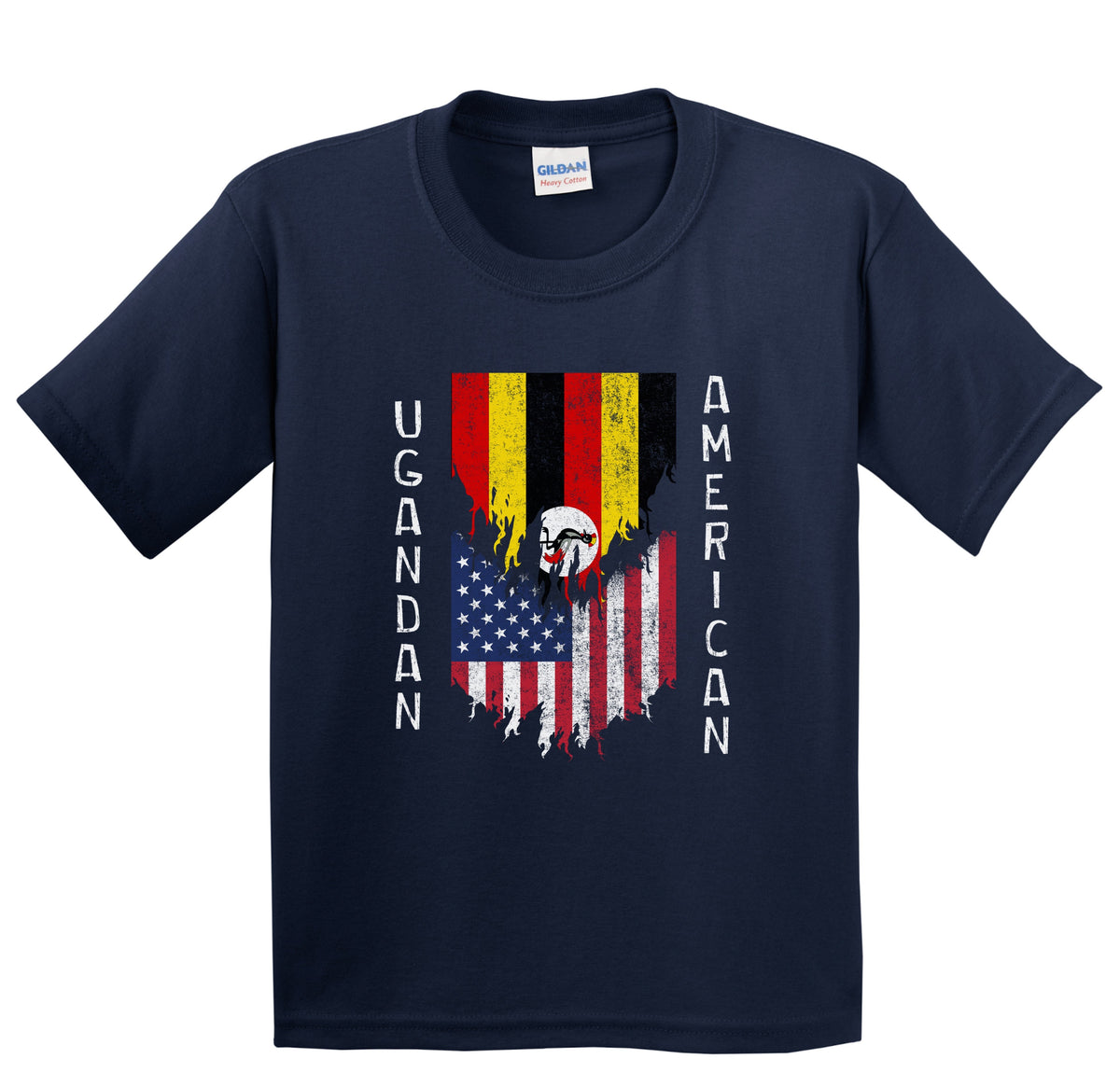 Ugandan American Flags Ripped Torn Uganda Youth T-Shirt