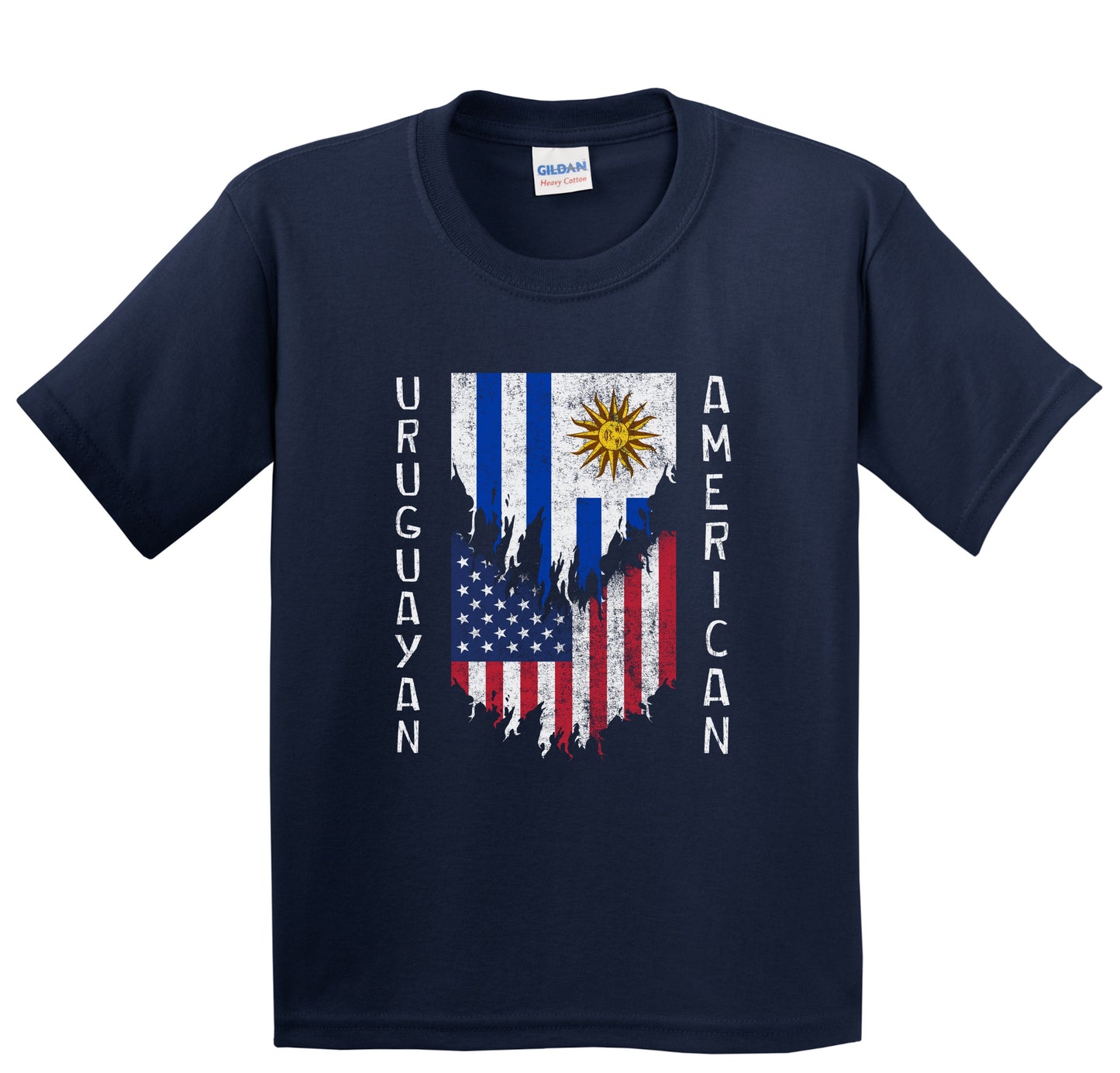 Uruguayan American Flags Ripped Torn Uruguay Youth T-Shirt