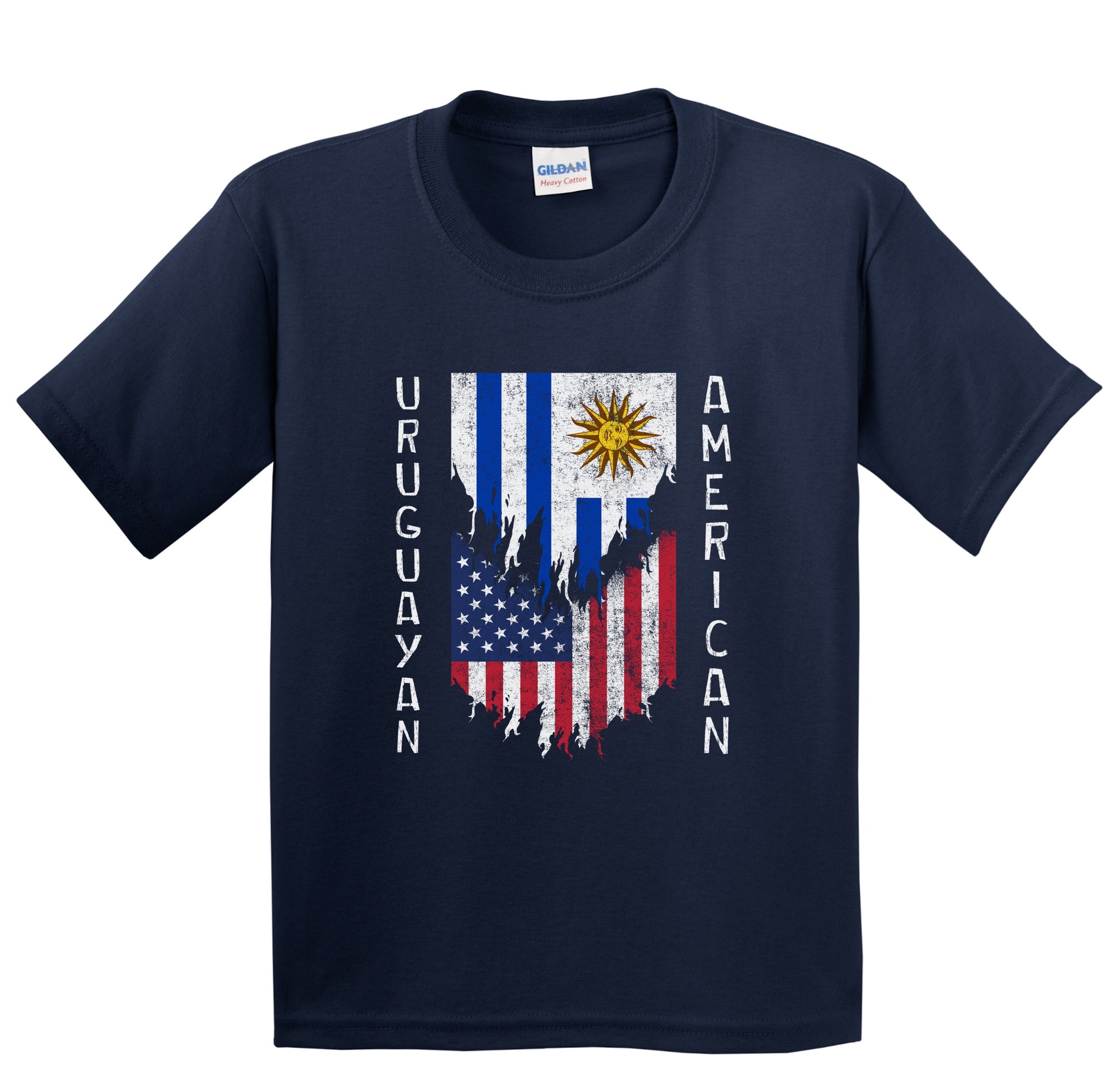 Uruguayan American Flags Ripped Torn Uruguay Youth T-Shirt