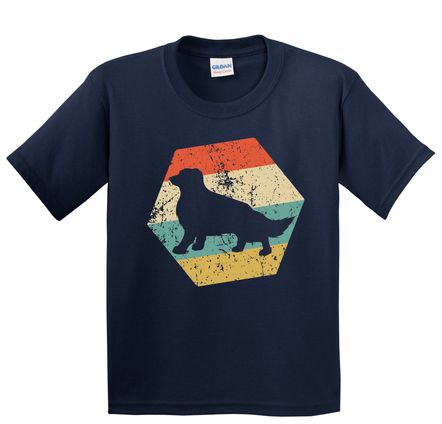 Border Collie Dog Breed Retro Distressed Hexagon Youth T-Shirt