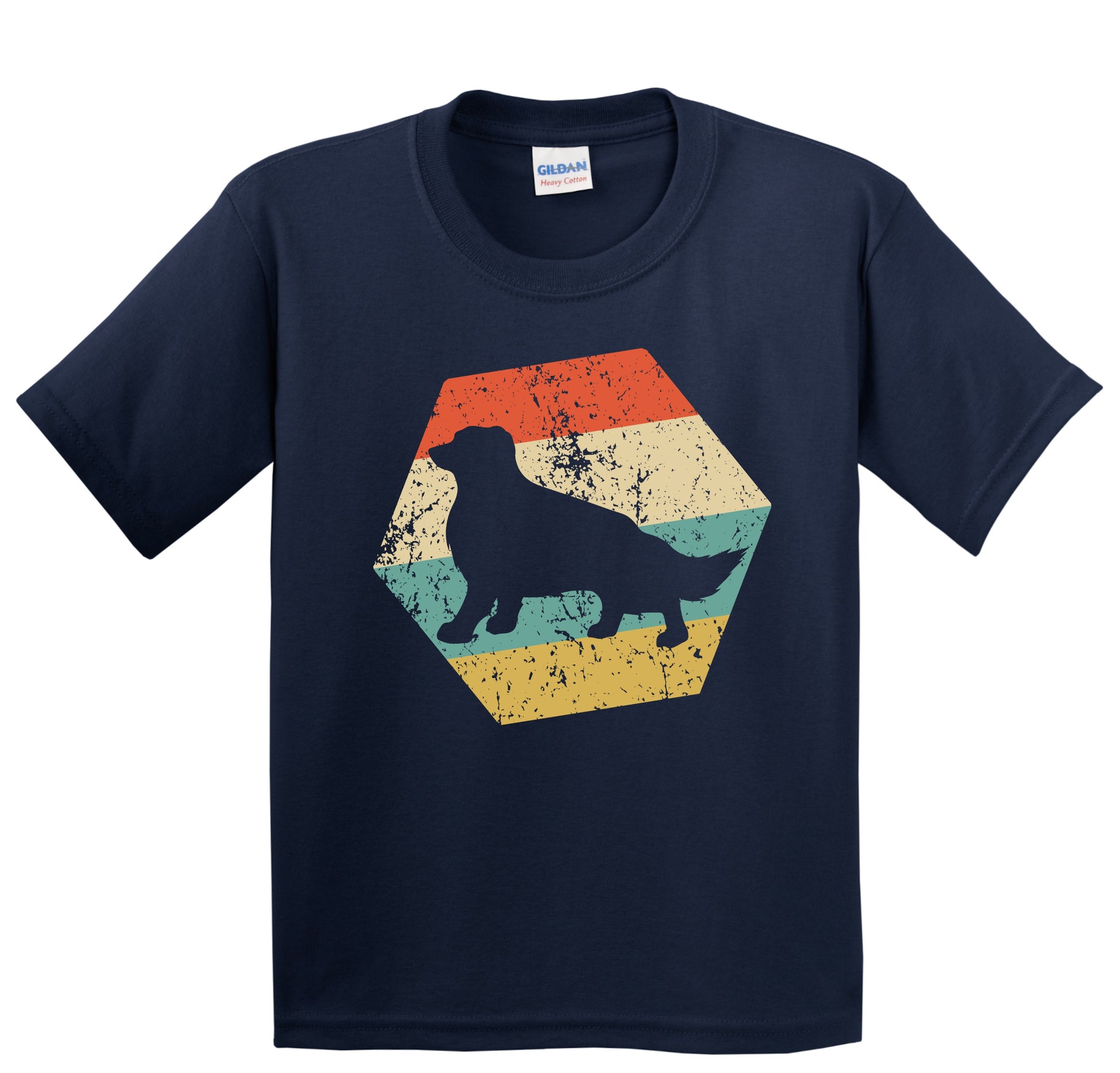 Border Collie Dog Breed Retro Distressed Hexagon Youth T-Shirt