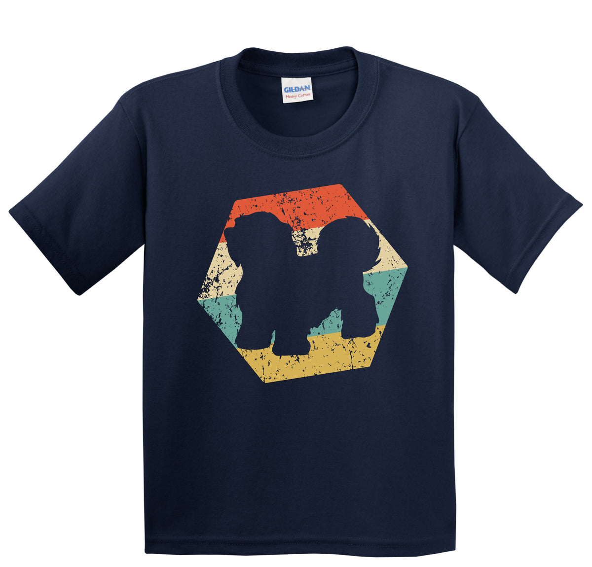 Havanese Dog Breed Retro Distressed Hexagon Youth T-Shirt