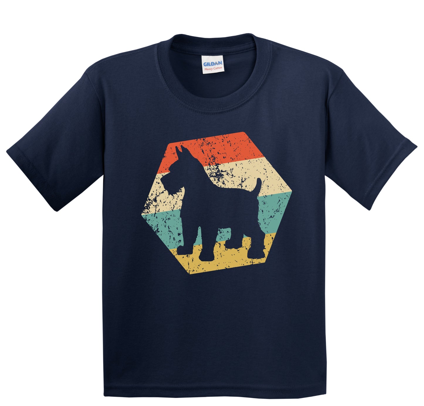 Schnauzer Dog Breed Retro Distressed Hexagon Youth T-Shirt