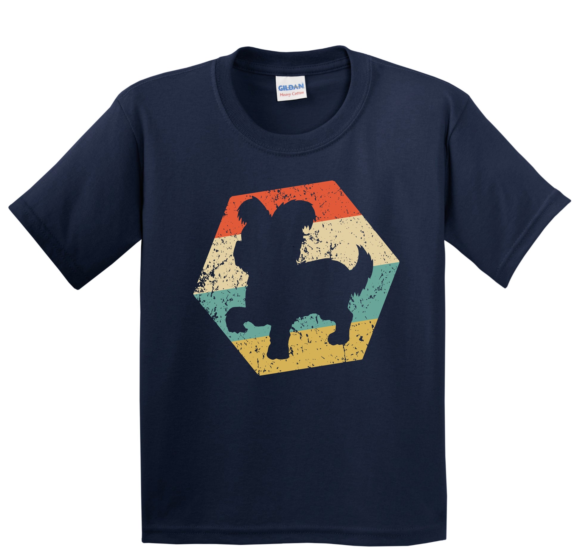 Yorkshire Terrier Dog Breed Retro Distressed Hexagon Youth T-Shirt