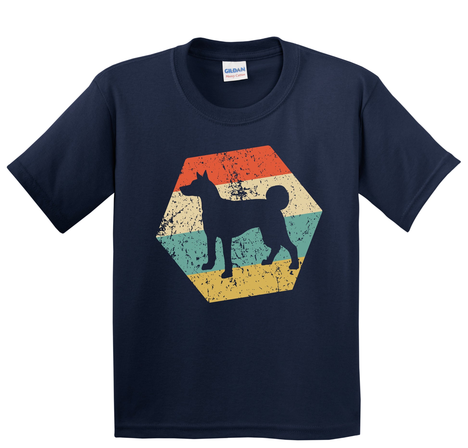 Basenji Dog Breed Retro Distressed Hexagon Youth T-Shirt