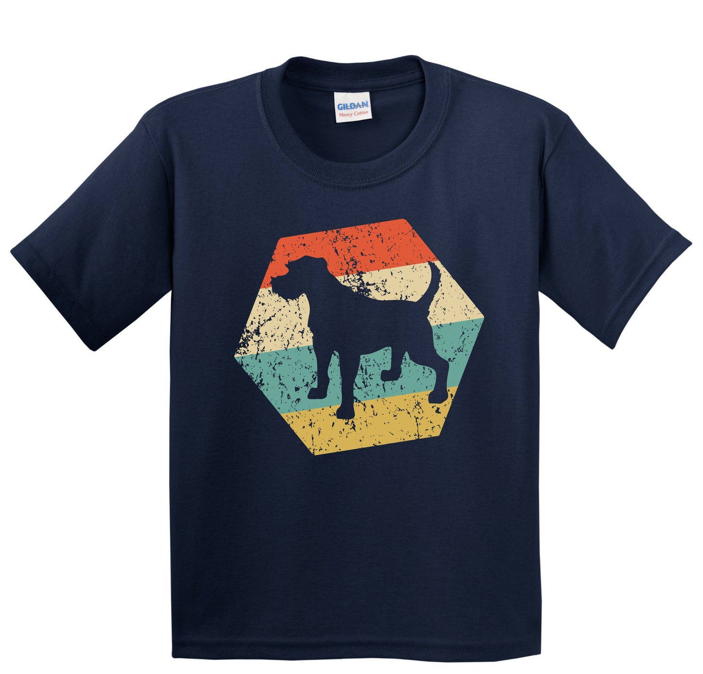 Border Terrier Dog Breed Retro Distressed Hexagon Youth T-Shirt