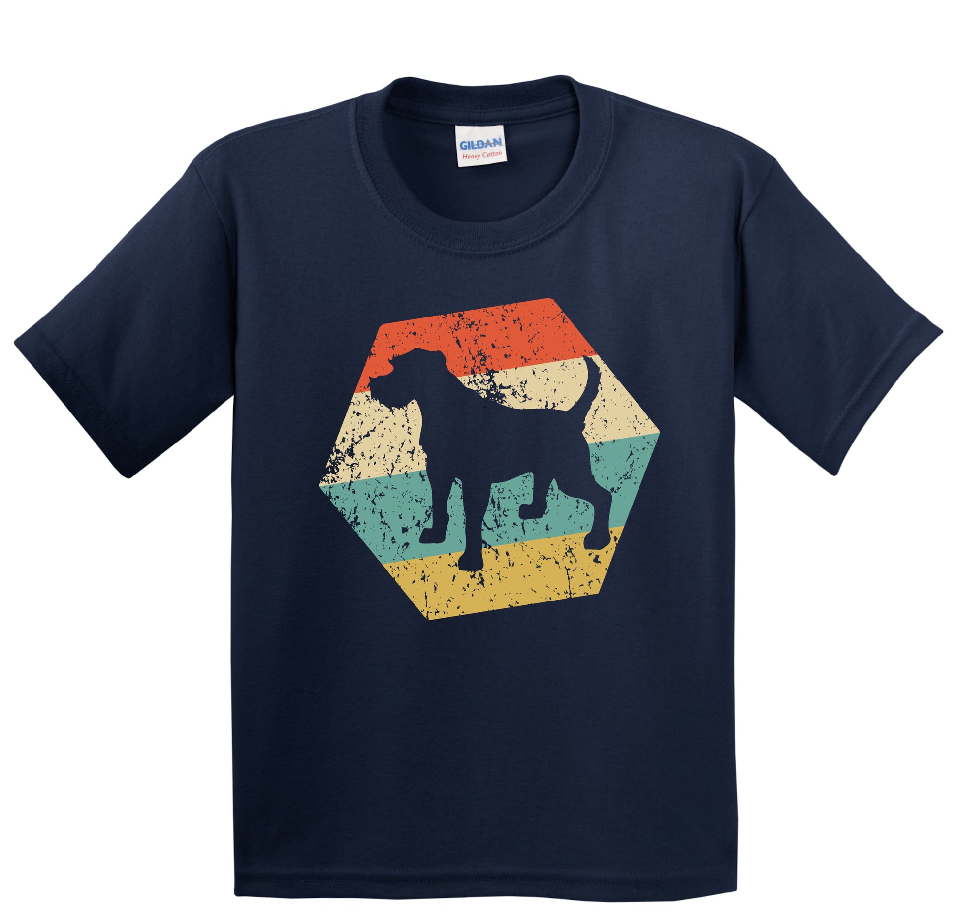 Border Terrier Dog Breed Retro Distressed Hexagon Youth T-Shirt