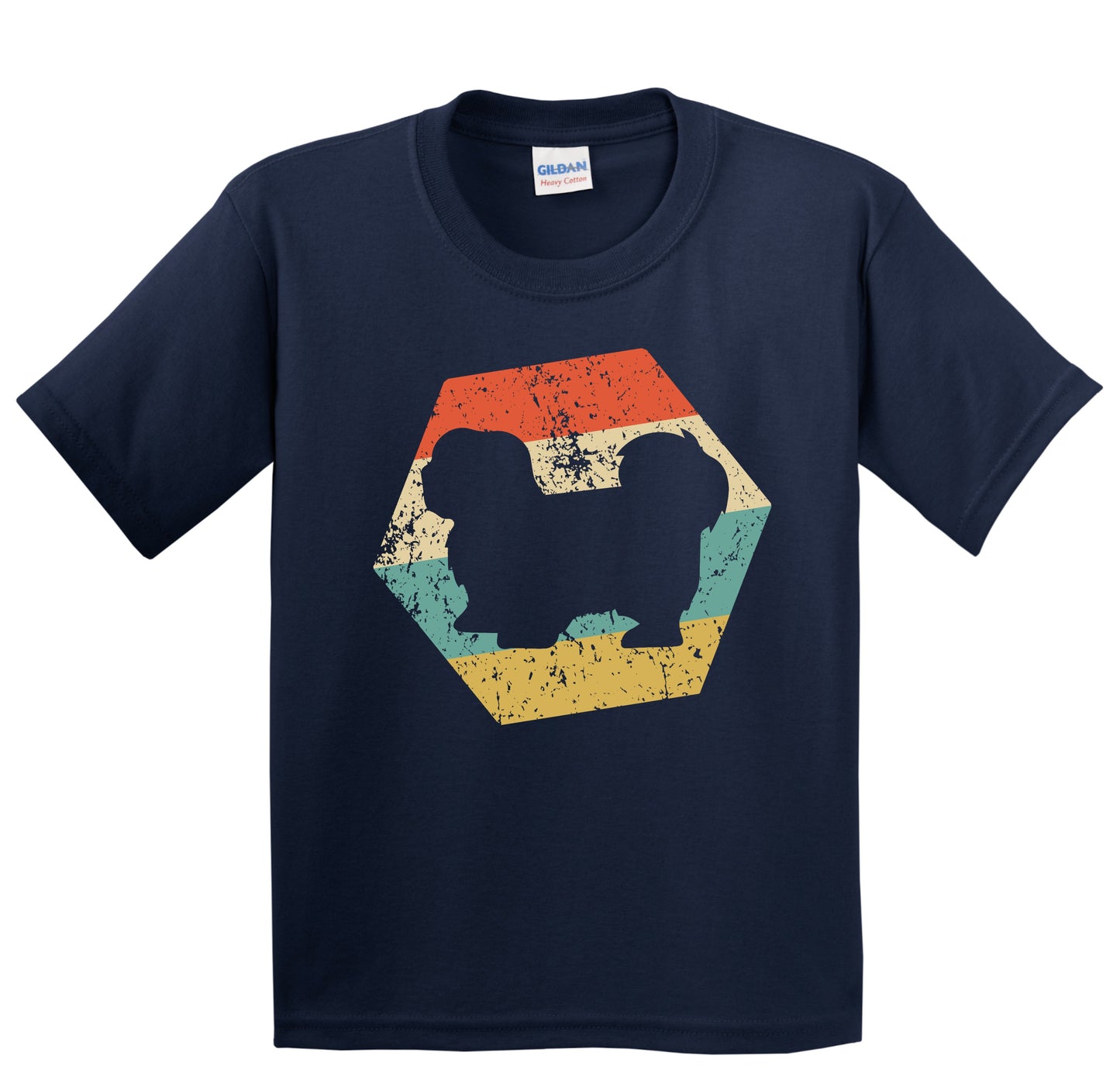 Lhasa Apso Dog Breed Retro Distressed Hexagon Youth T-Shirt