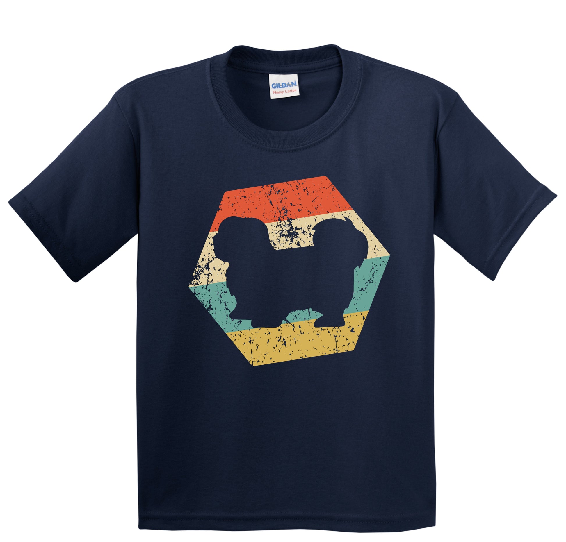 Lhasa Apso Dog Breed Retro Distressed Hexagon Youth T-Shirt