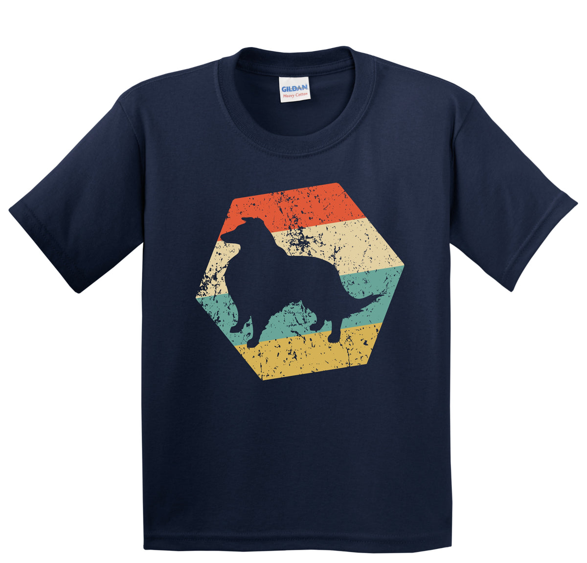Shetland Sheepdog Dog Breed Retro Distressed Hexagon Youth T-Shirt