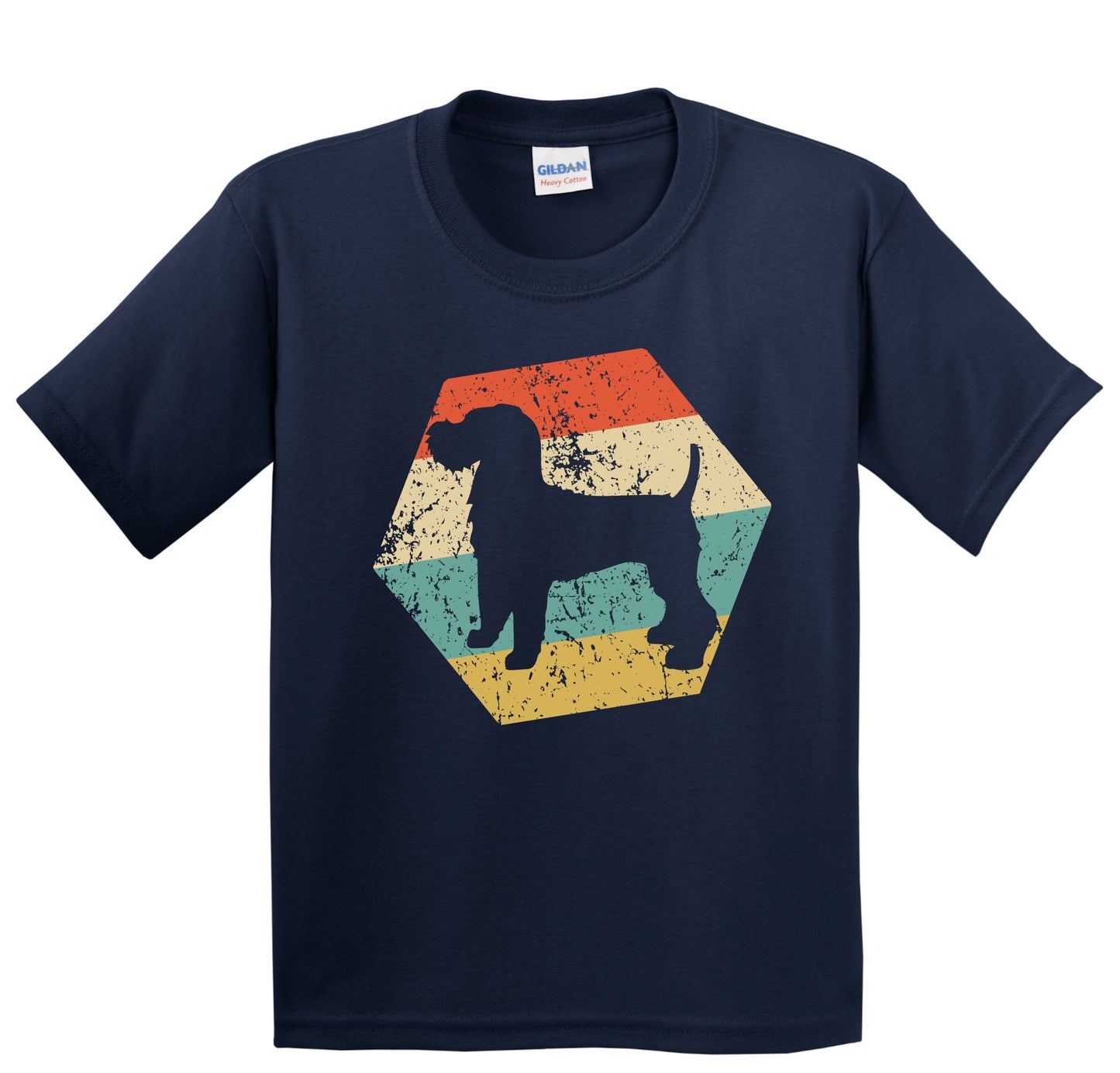 Welsh Terrier Dog Breed Retro Distressed Hexagon Youth T-Shirt