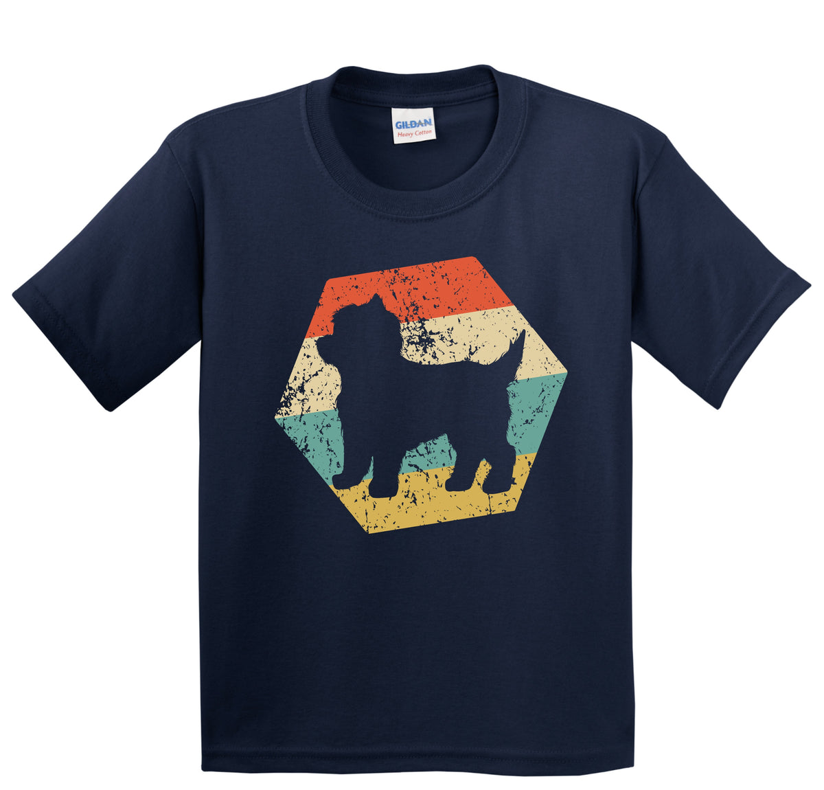 Cairn Terrier Dog Breed Retro Distressed Hexagon Youth T-Shirt