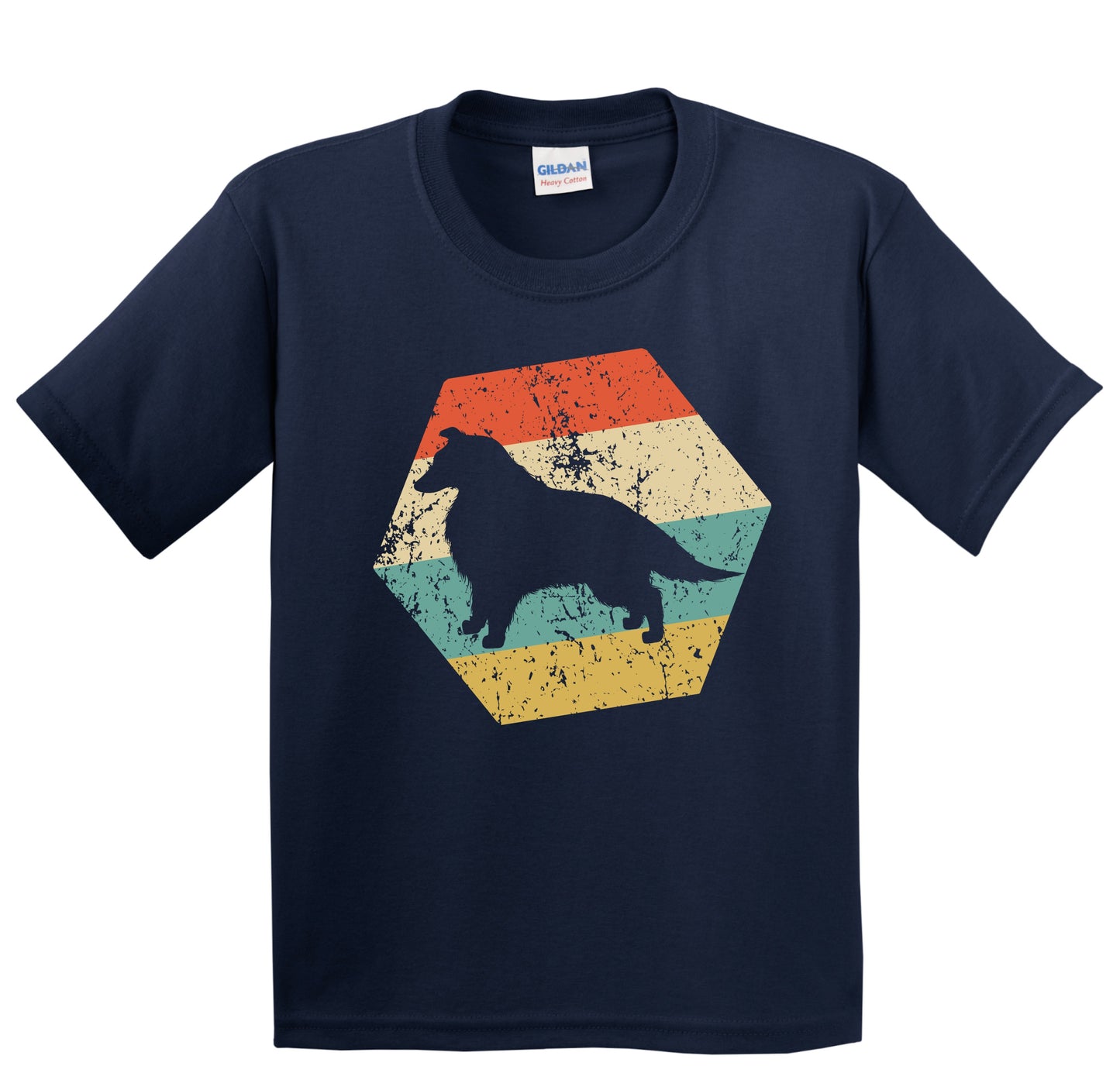 Collie Dog Breed Retro Distressed Hexagon Youth T-Shirt