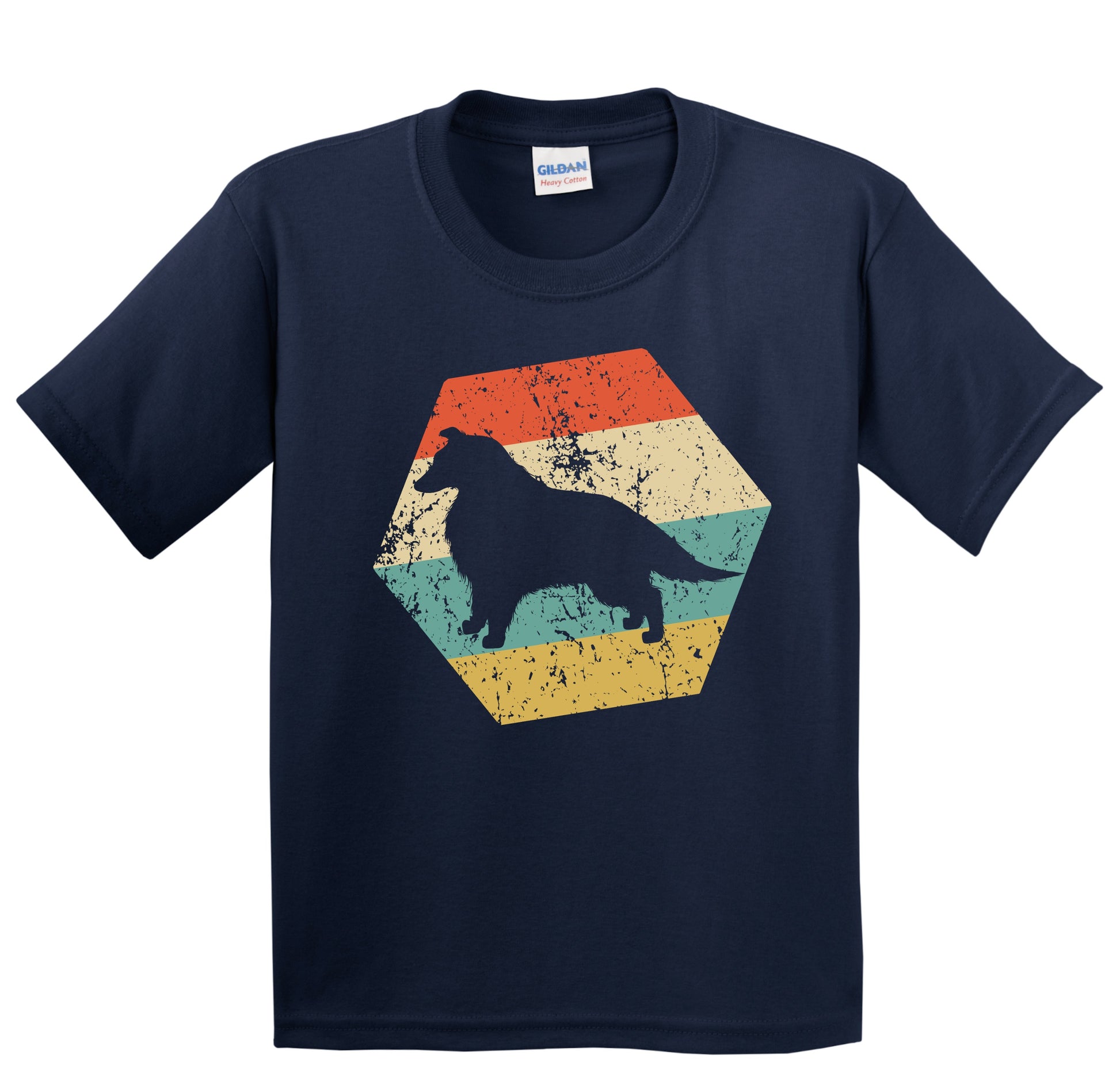 Collie Dog Breed Retro Distressed Hexagon Youth T-Shirt