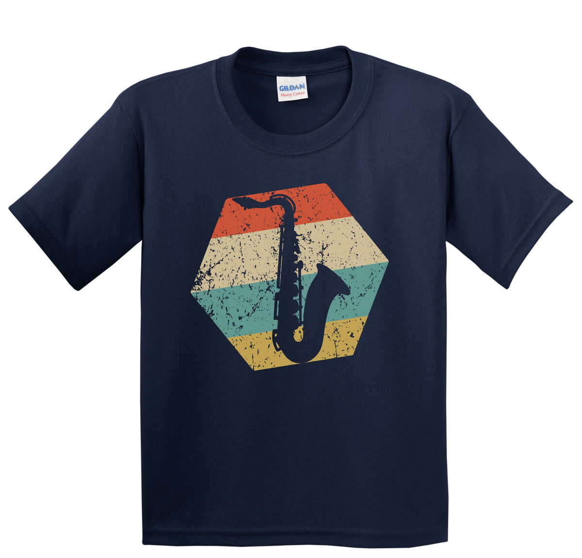 Saxophone Retro Distressed Hexagon Sax Player Youth T-Shirt
