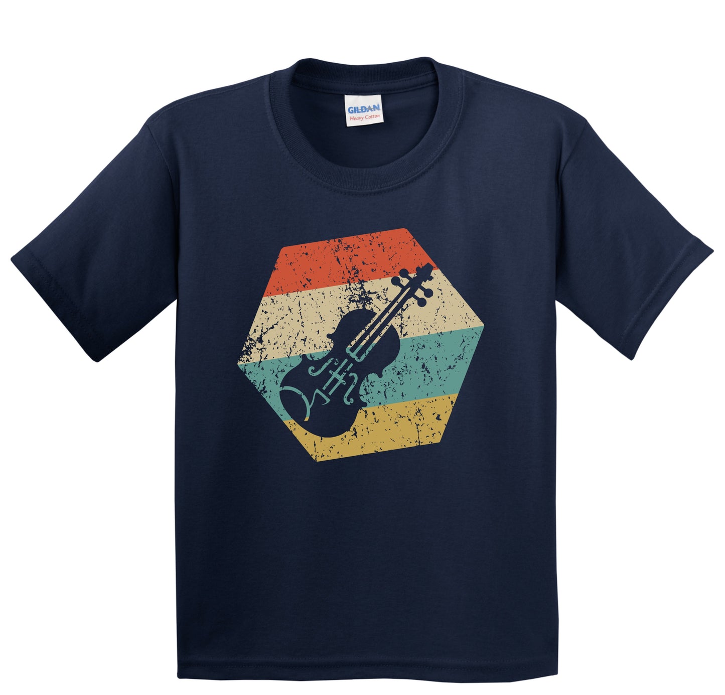 Violin Retro Distressed Hexagon Violinist Youth T-Shirt