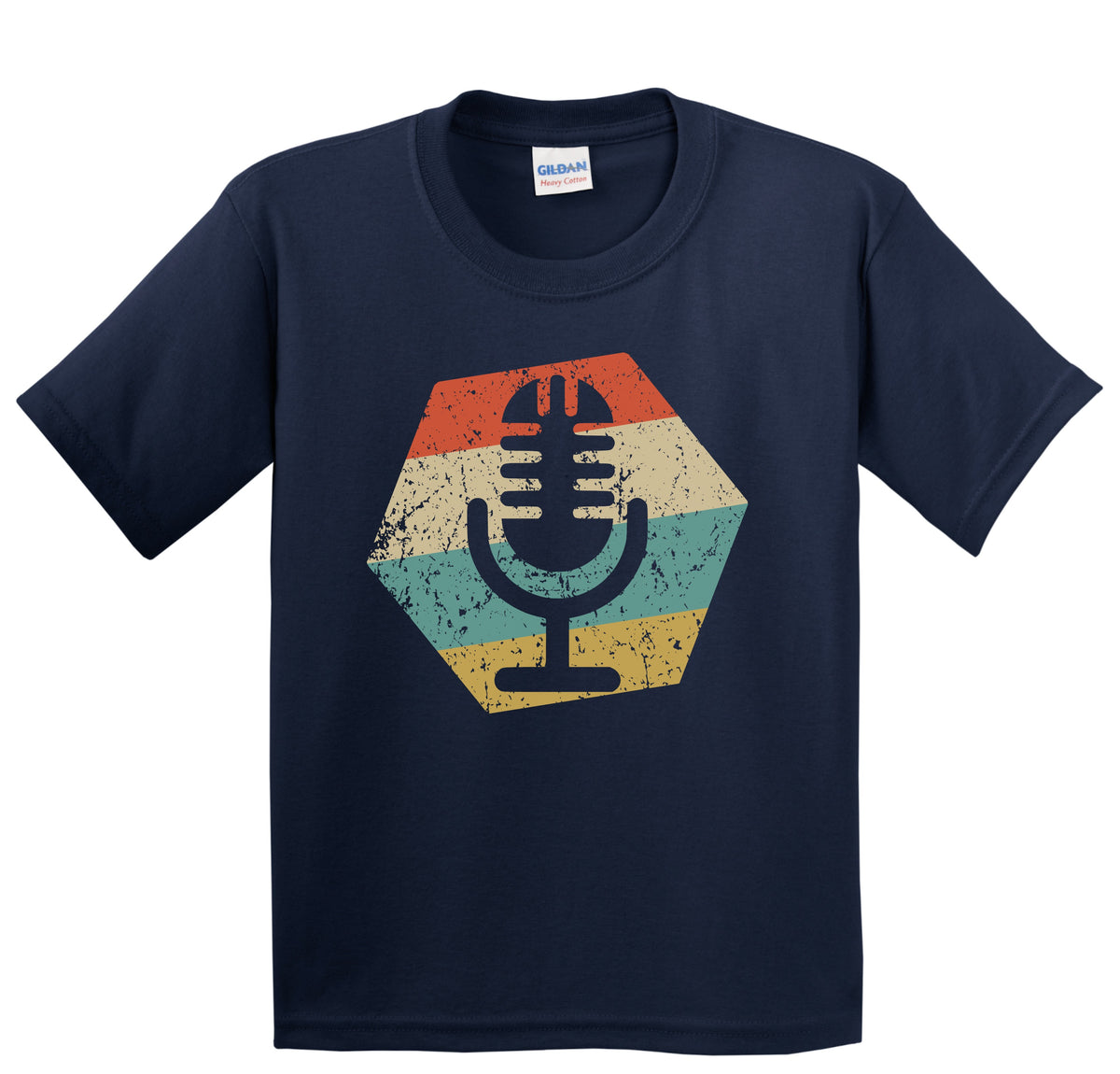 Microphone Retro Distressed Hexagon Podcast Host Youth T-Shirt
