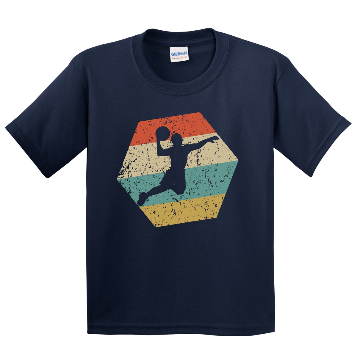 Basketball Player Retro Distressed Hexagon Dunk Youth T-Shirt
