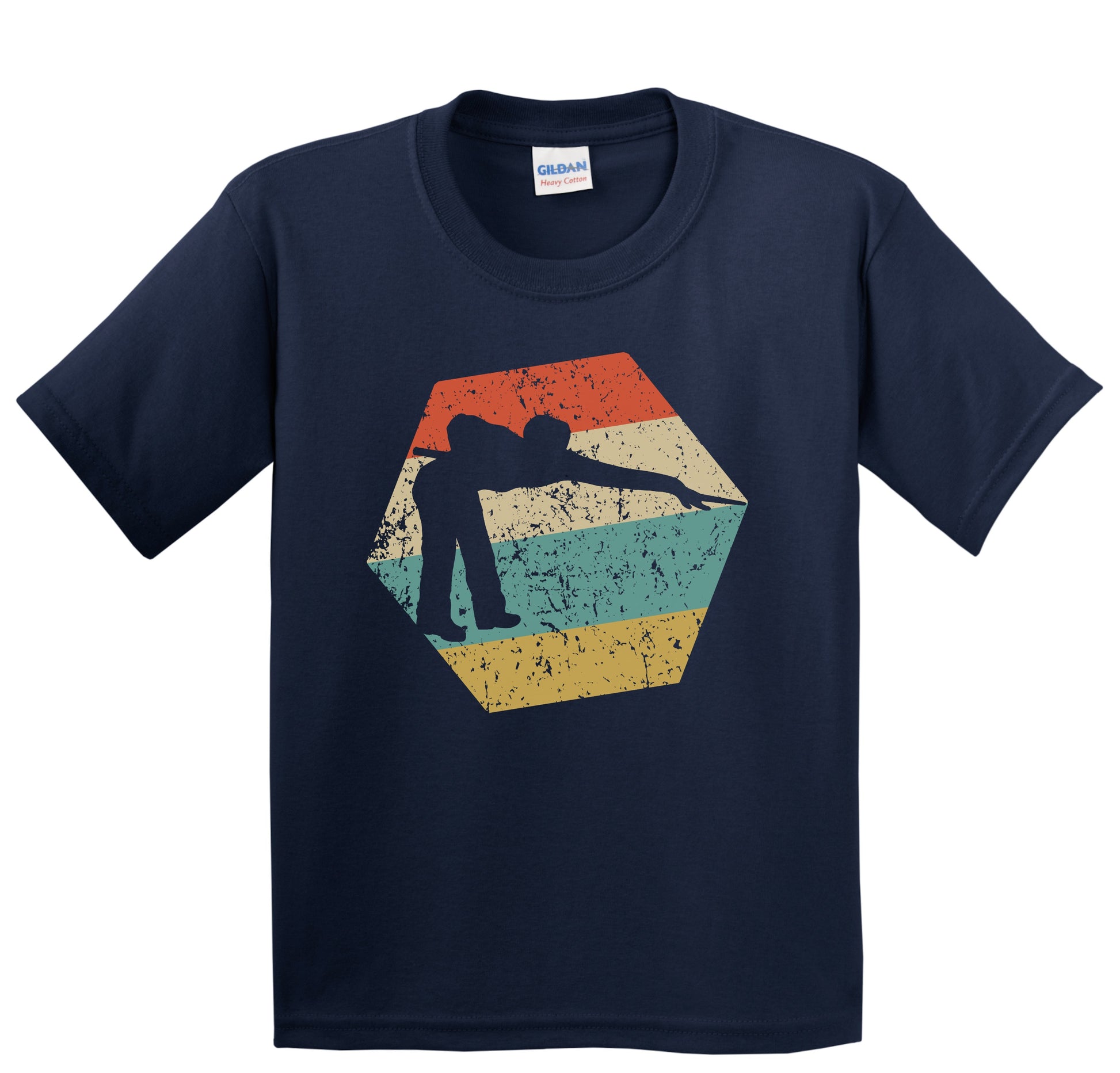 Pool Player Retro Distressed Hexagon Billiards Youth T-Shirt