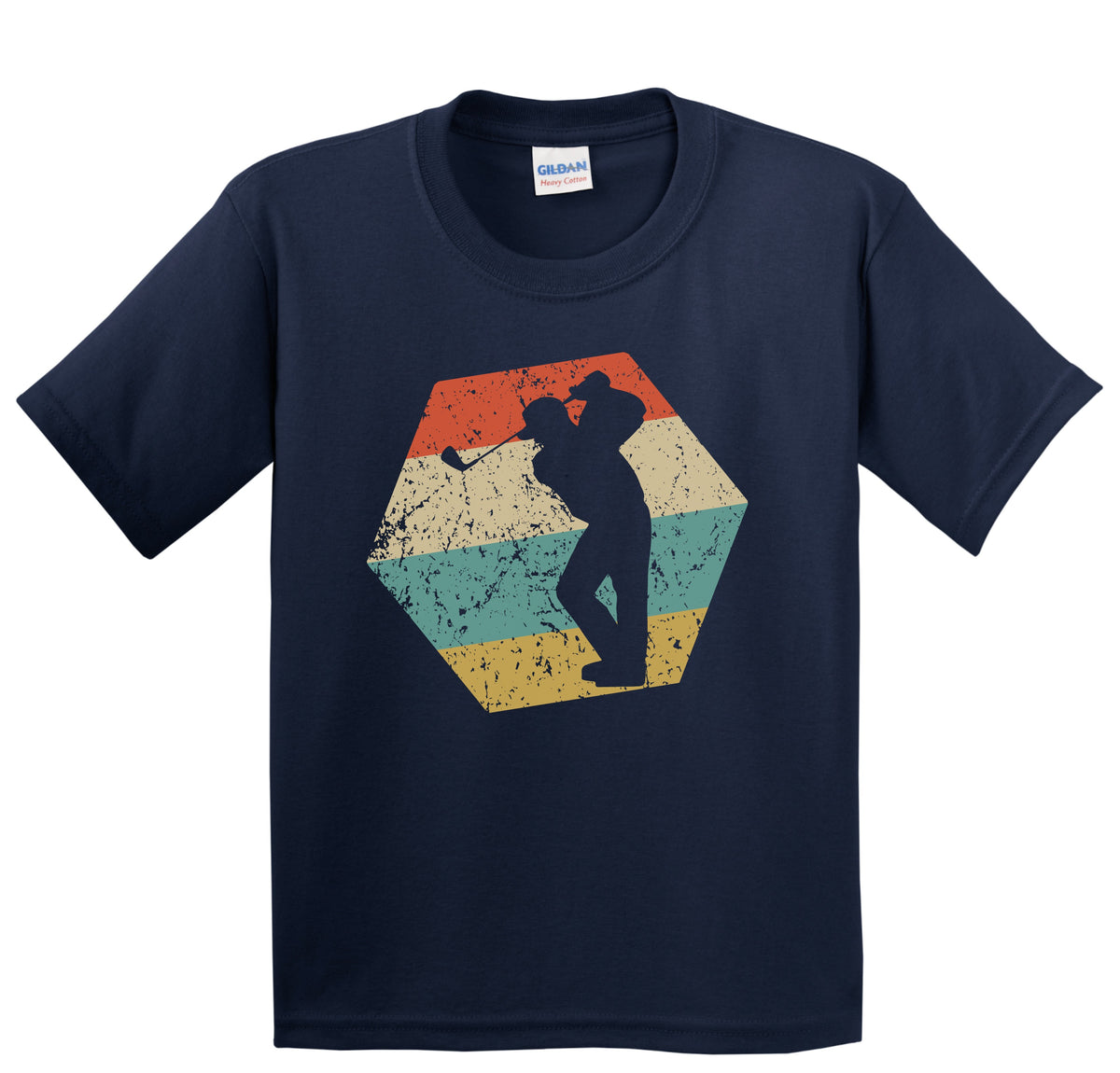 Golf Retro Distressed Hexagon Golfer Youth T-Shirt