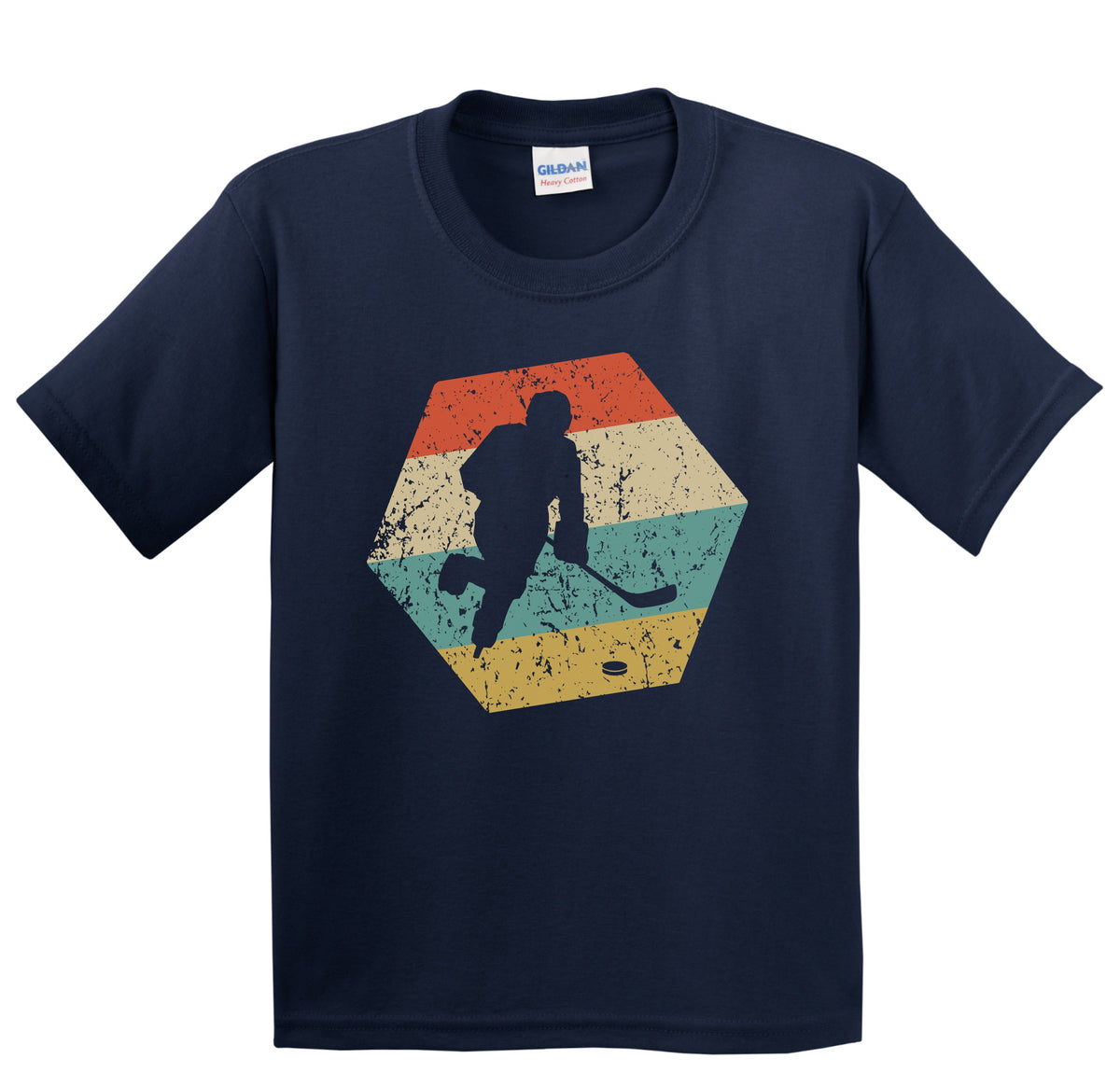 Hockey Player Retro Distressed Hexagon Hockey Player Skating Youth T-Shirt