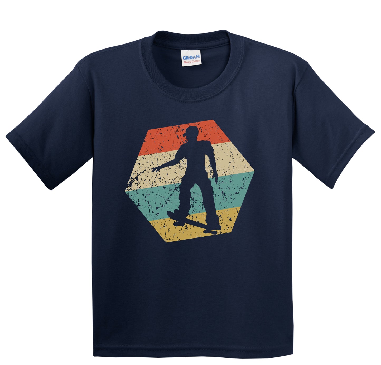 Skateboarding Retro Distressed Hexagon Skateboarder Youth T-Shirt