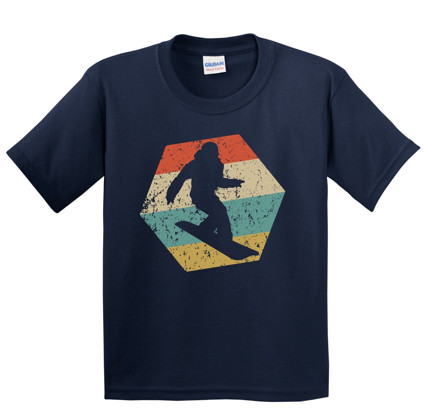 Snowboarding Retro Distressed Hexagon Snowboarder Youth T-Shirt