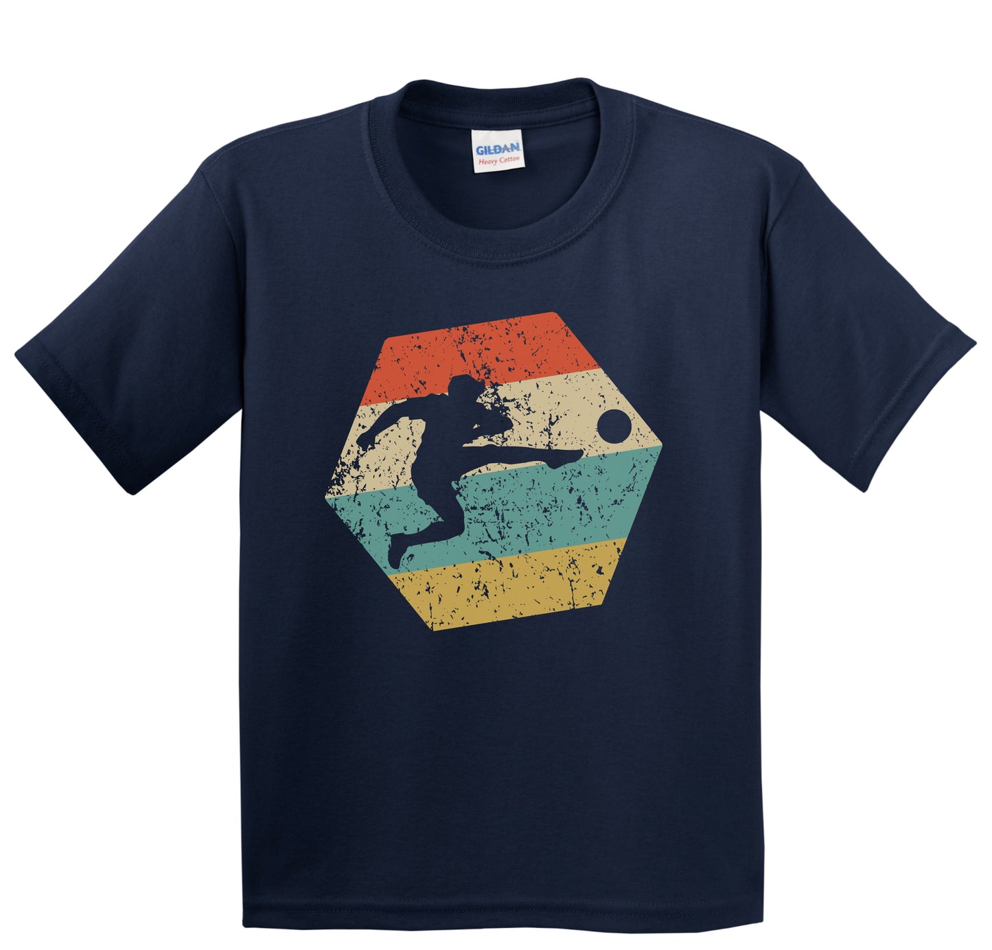 Soccer Retro Distressed Hexagon Soccer Player Youth T-Shirt