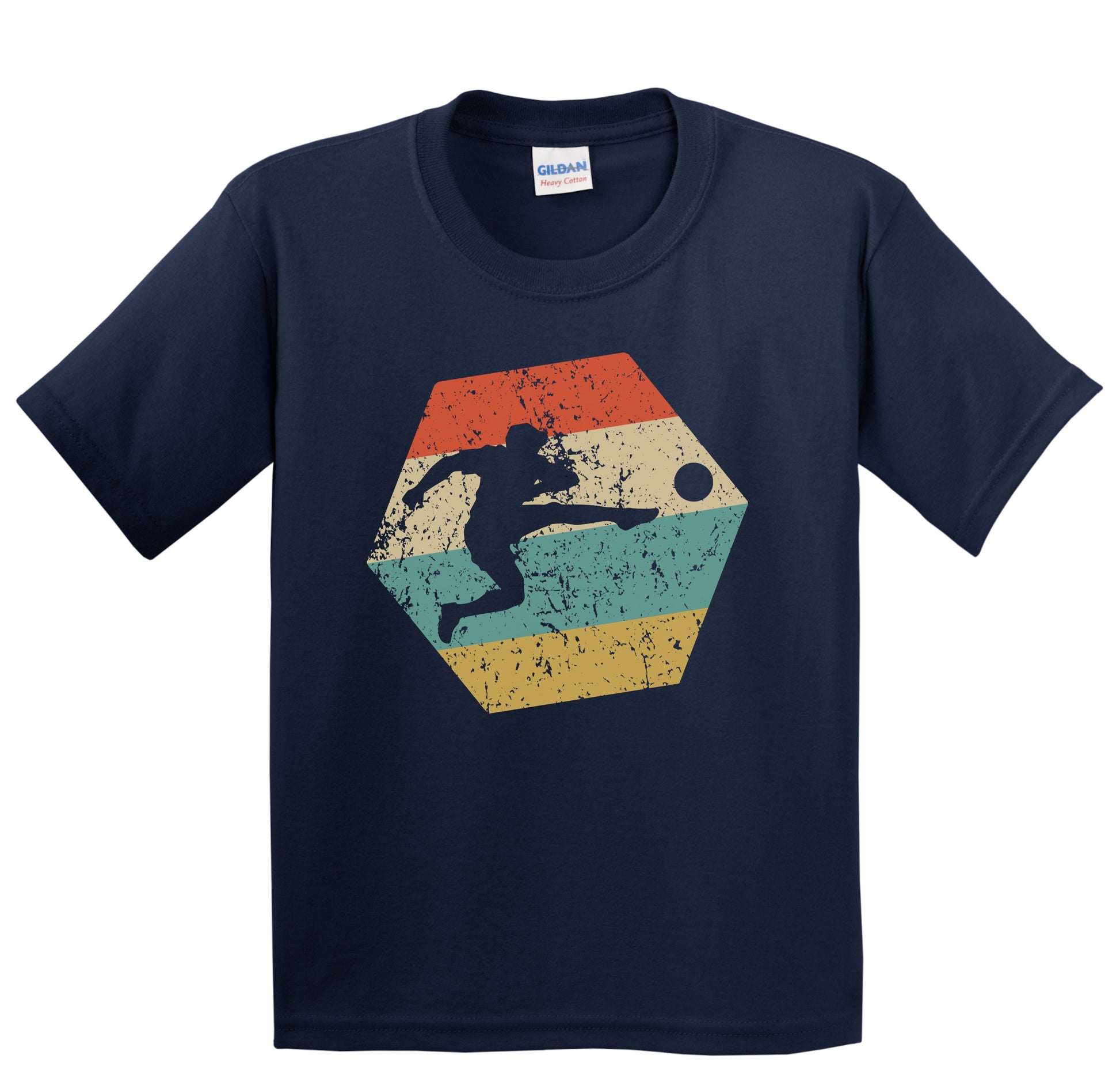 Soccer Retro Distressed Hexagon Soccer Player Youth T-Shirt