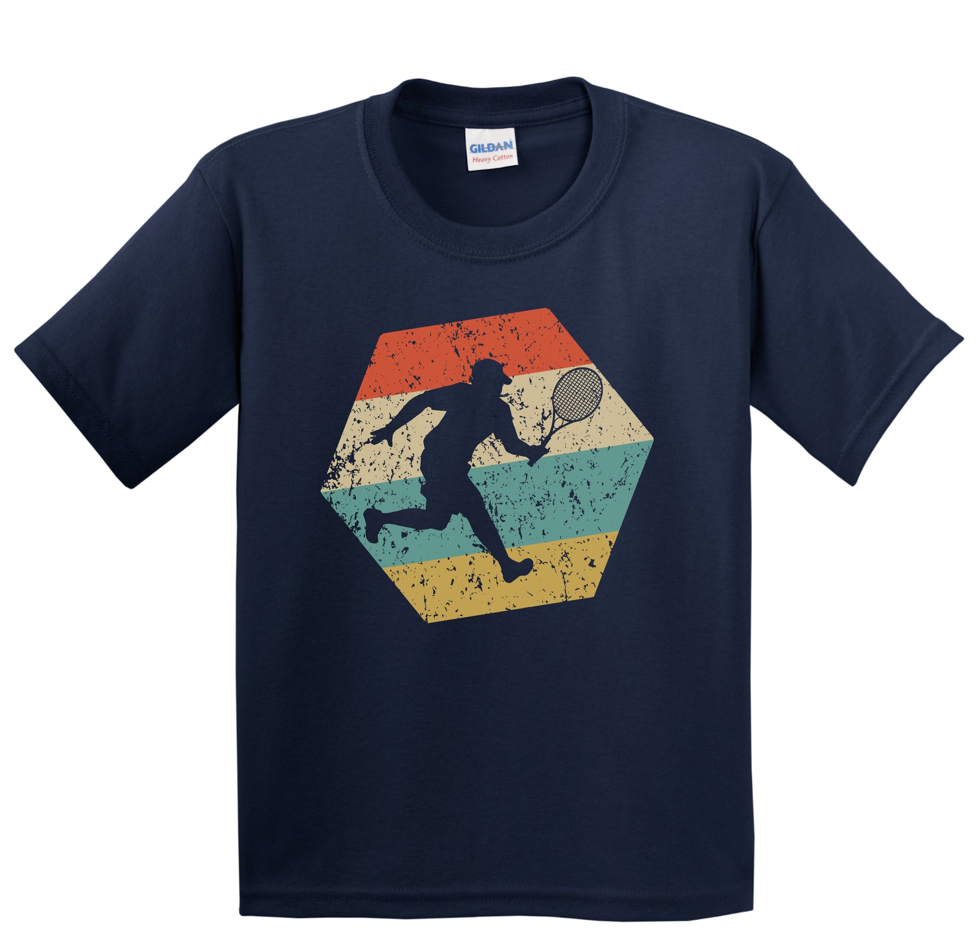 Tennis Player Retro Distressed Hexagon Tennis Youth T-Shirt