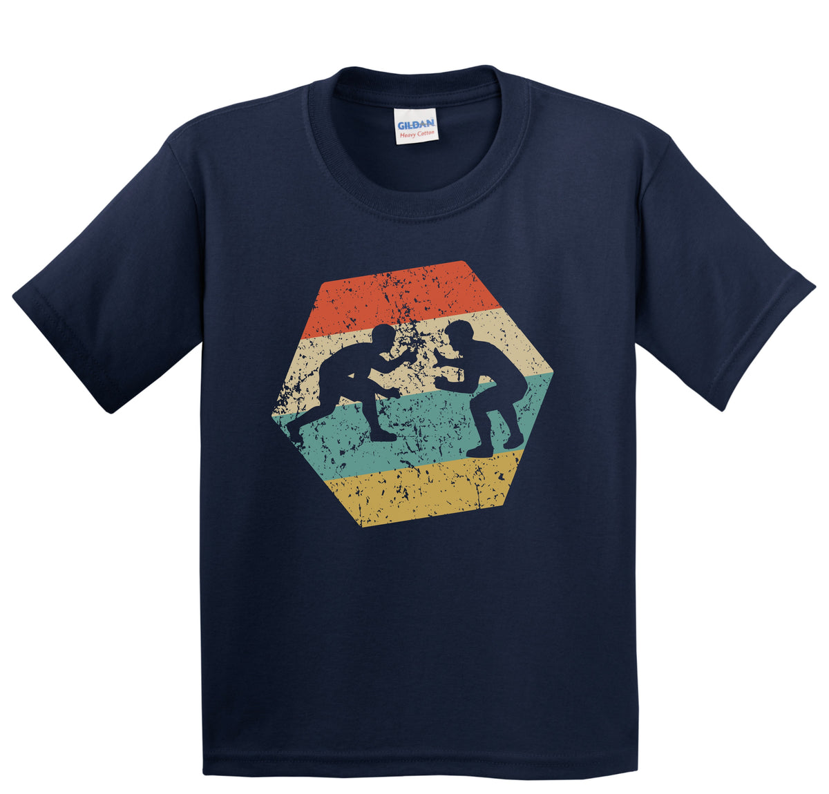 Wrestling Retro Distressed Hexagon Wrestlers Youth T-Shirt