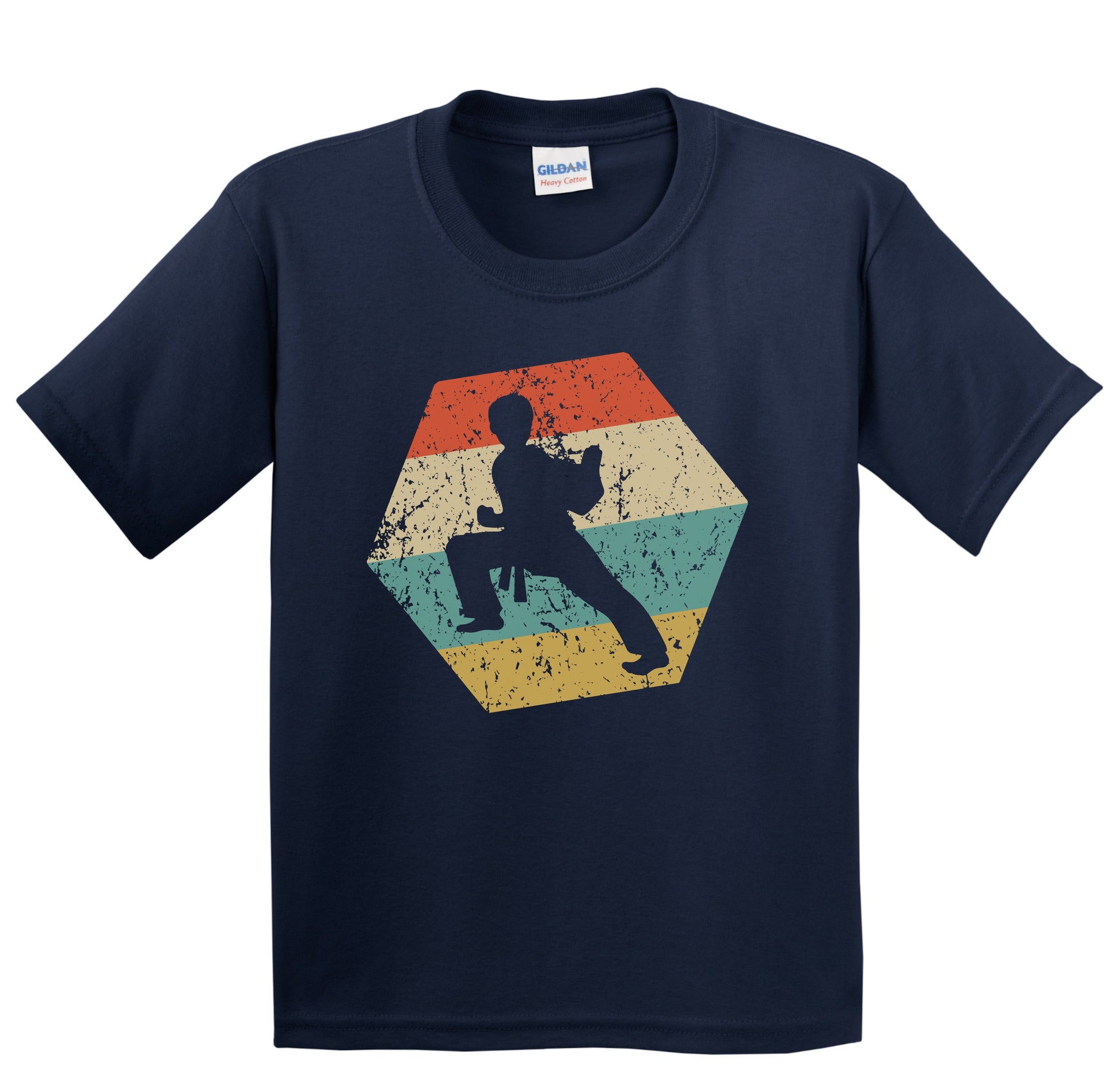 Karate Retro Distressed Hexagon Martial Arts Youth T-Shirt