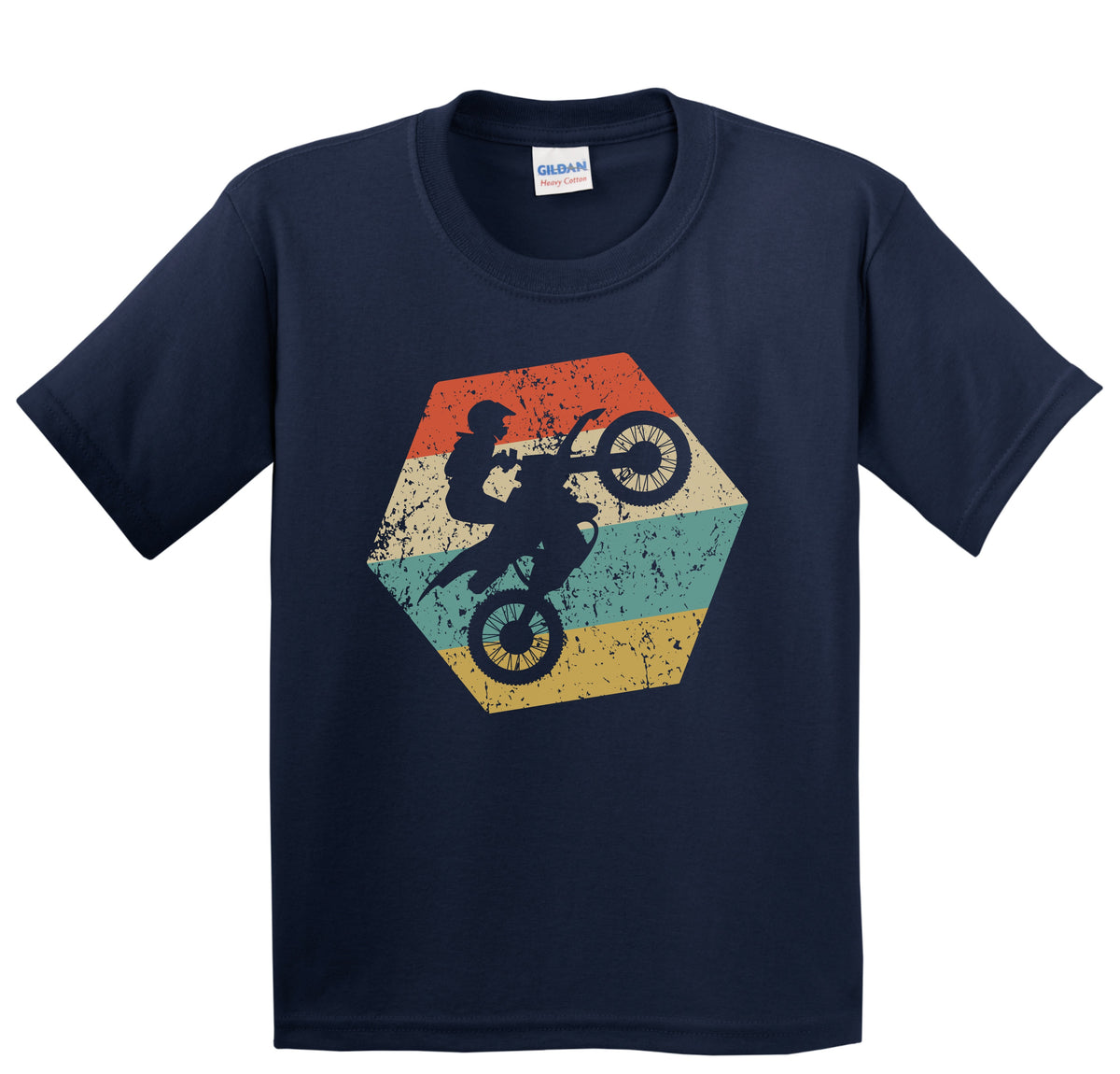 Motocross Retro Distressed Hexagon Motocross Rider Youth T-Shirt