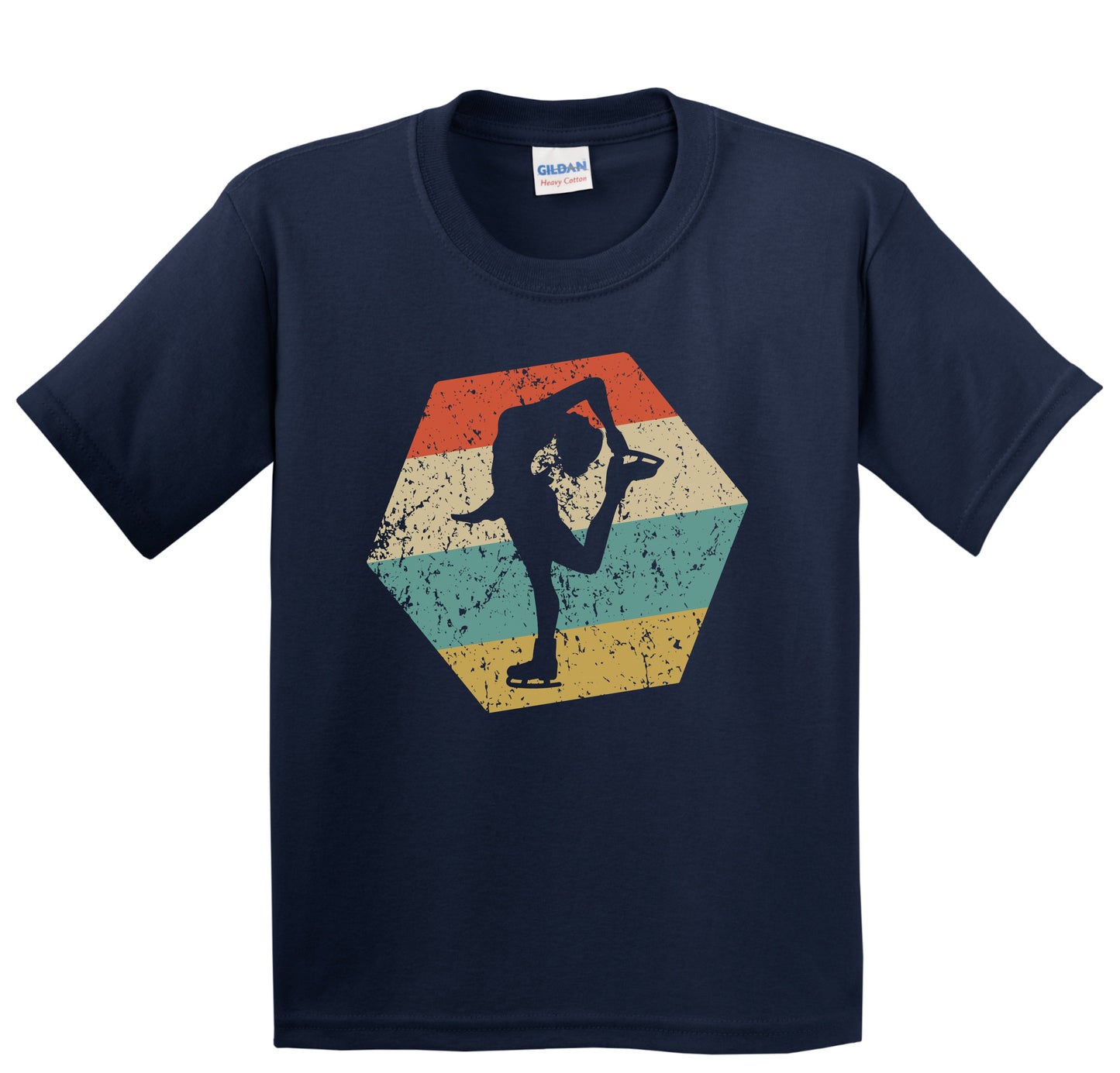Figure Skating Retro Distressed Hexagon Figure Skater Youth T-Shirt