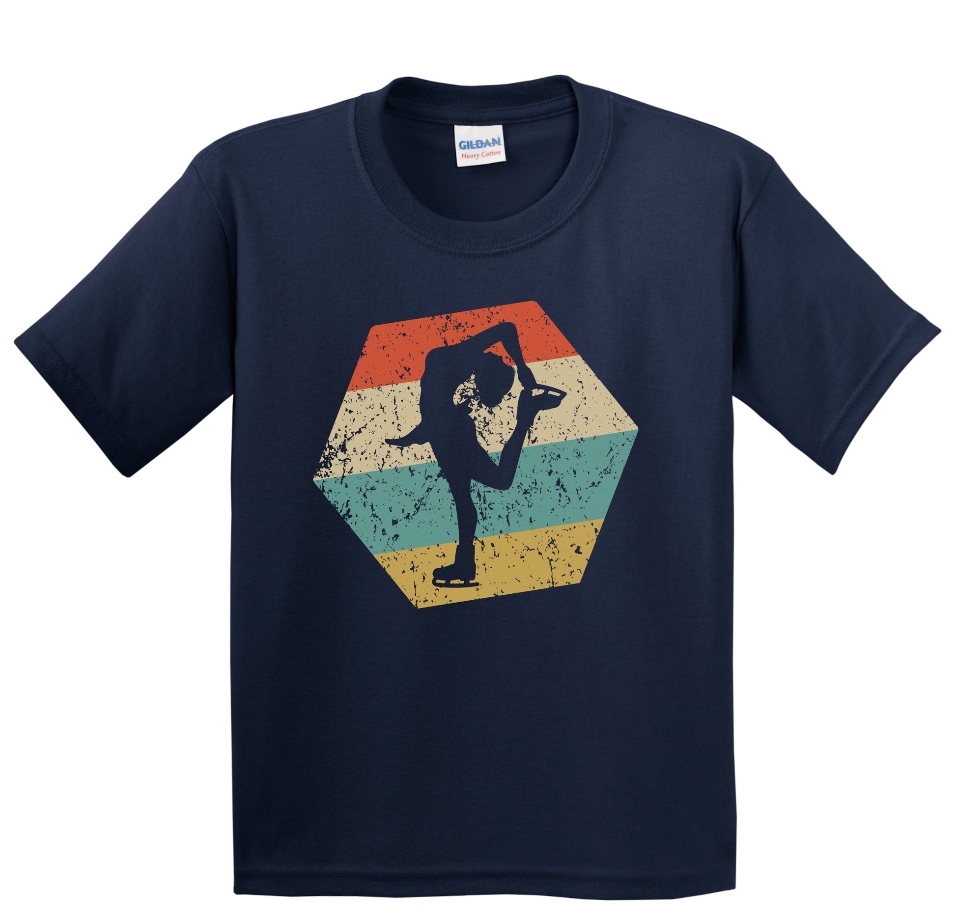 Figure Skating Retro Distressed Hexagon Figure Skater Youth T-Shirt