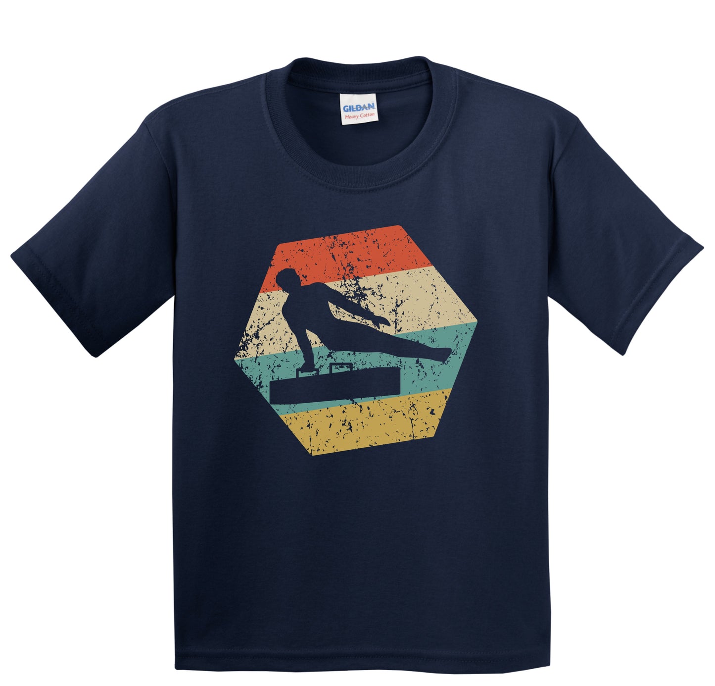 Gymnastics Retro Distressed Hexagon Male Gymnast Youth T-Shirt