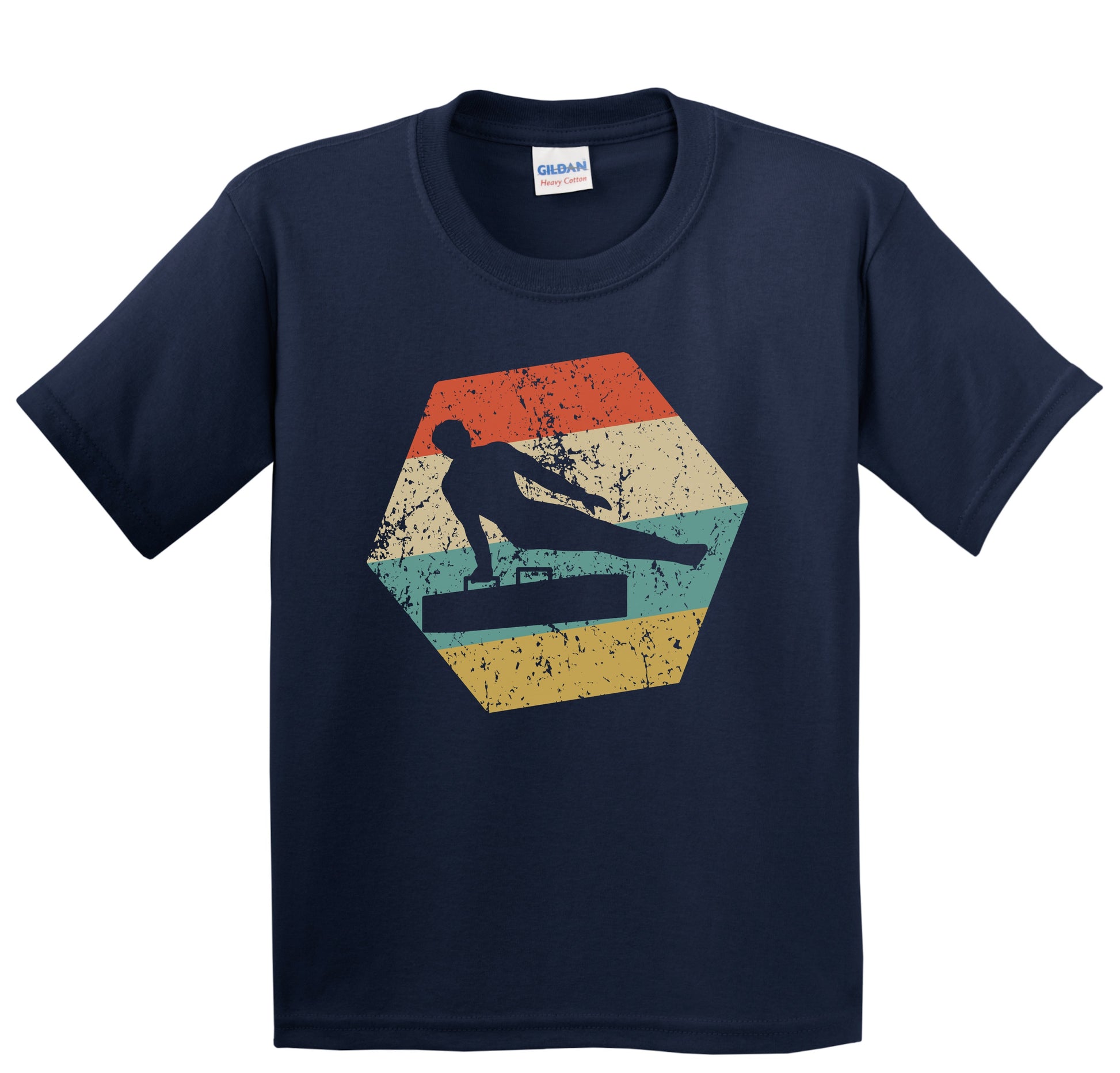 Gymnastics Retro Distressed Hexagon Male Gymnast Youth T-Shirt