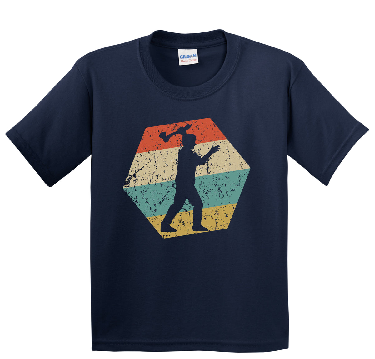 Axe Throwing Retro Distressed Hexagon Axe Thrower Youth T-Shirt