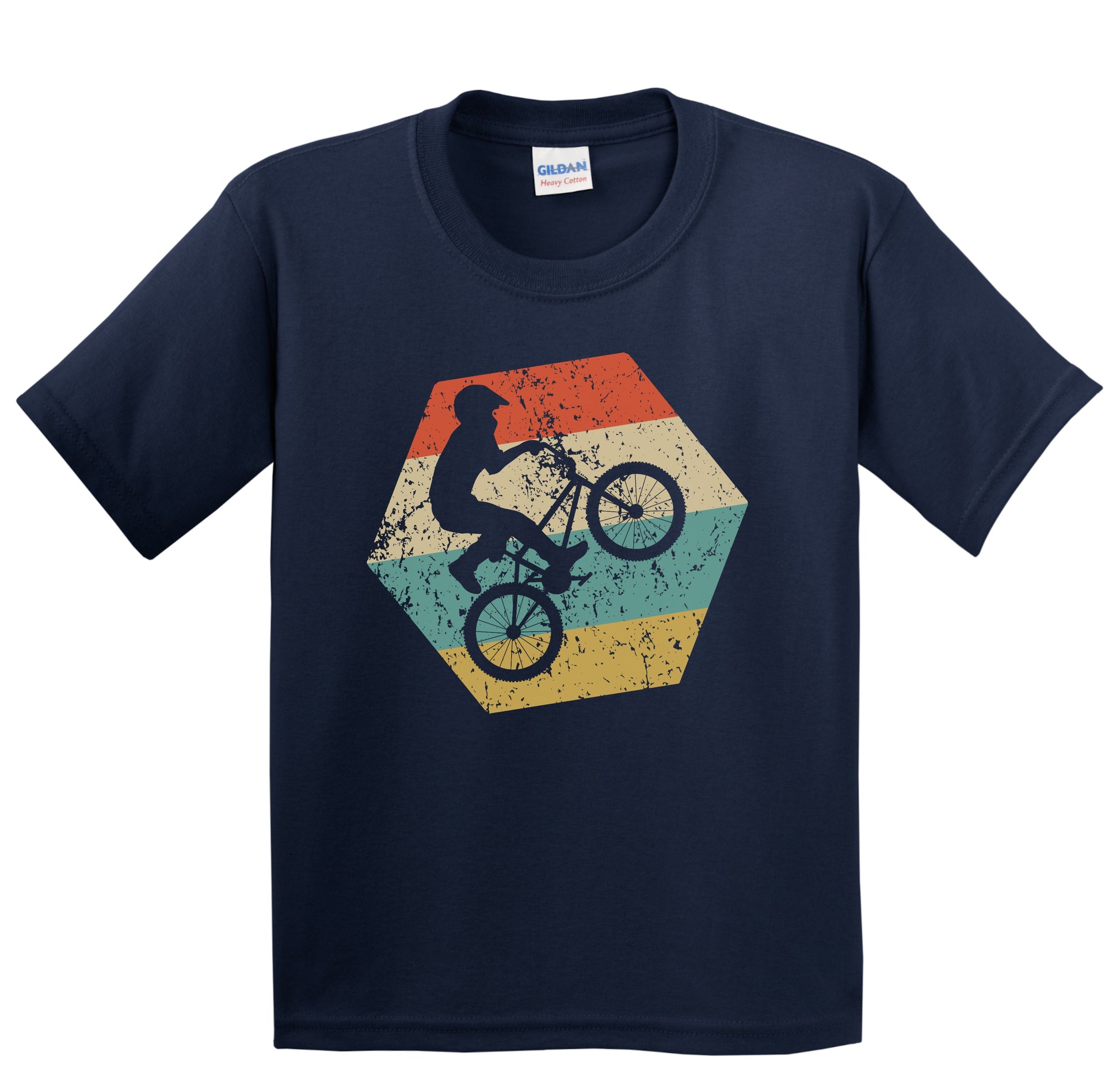 BMX Bike Retro Distressed Hexagon BMX Rider Youth T-Shirt