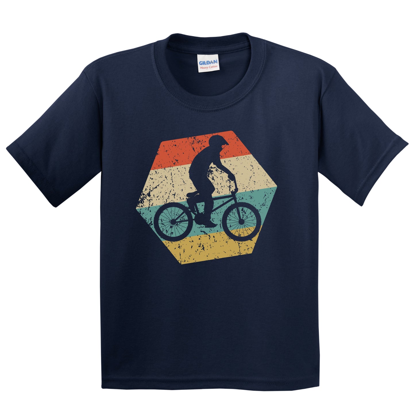 BMX Rider Retro Distressed Hexagon BMX Bike Youth T-Shirt